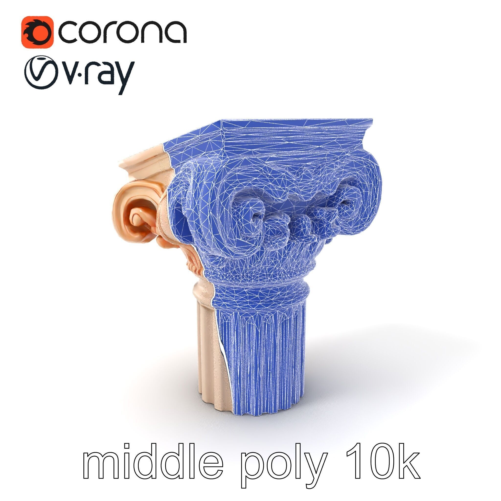 Baroque Column Intricate Swirl model pack Low-poly 3D model_6