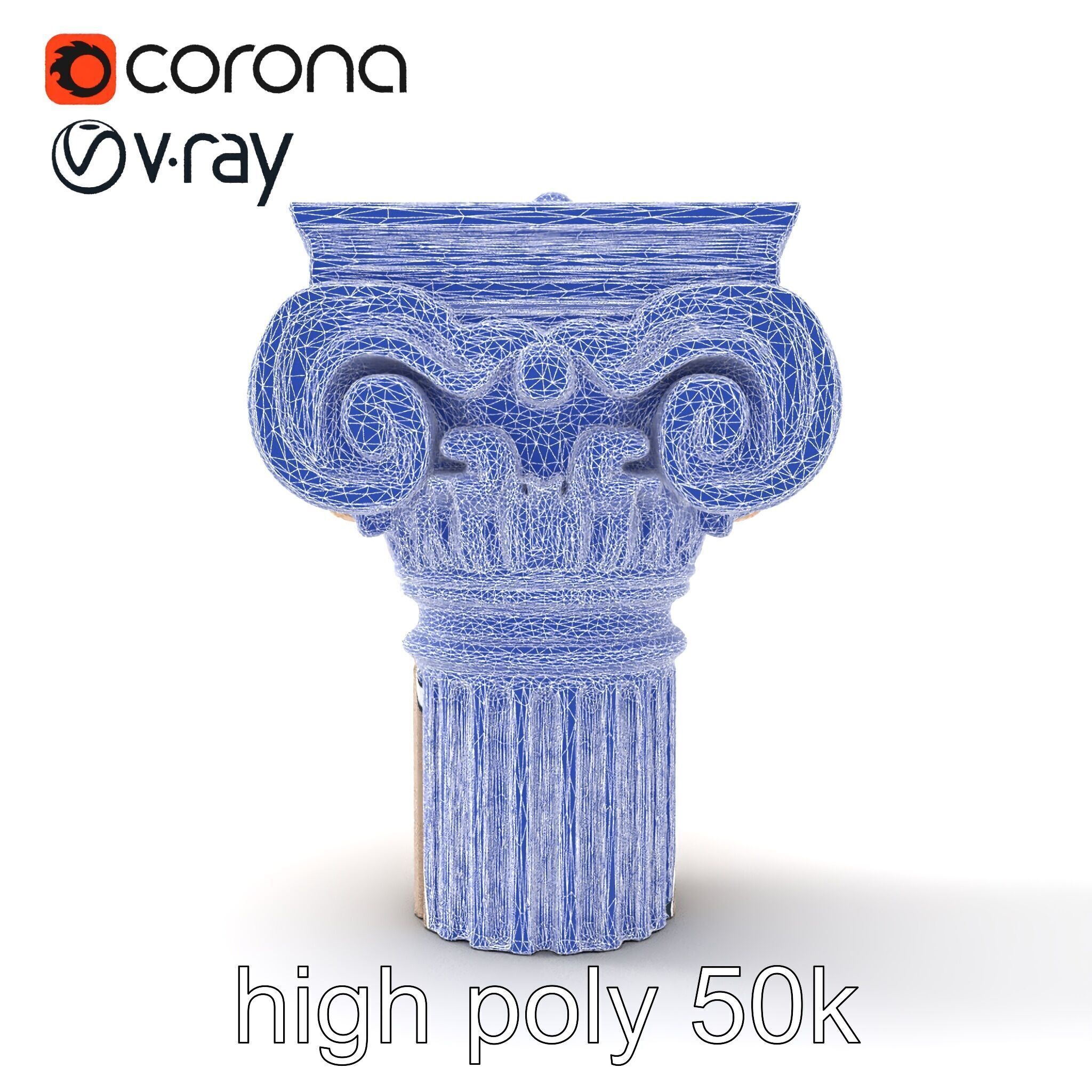 Baroque Column Intricate Swirl model pack Low-poly 3D model_28