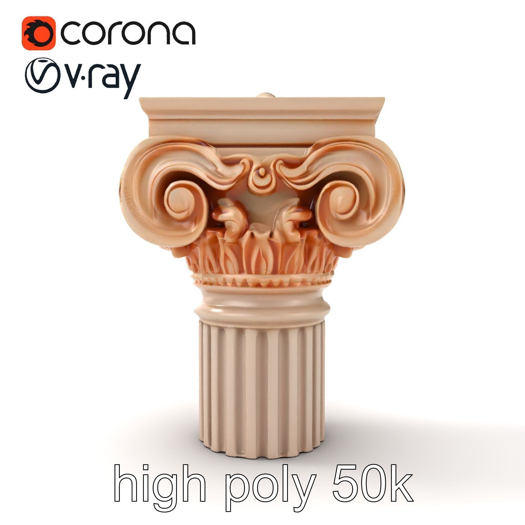 Baroque Column Intricate Swirl model pack Low-poly 3D model_24