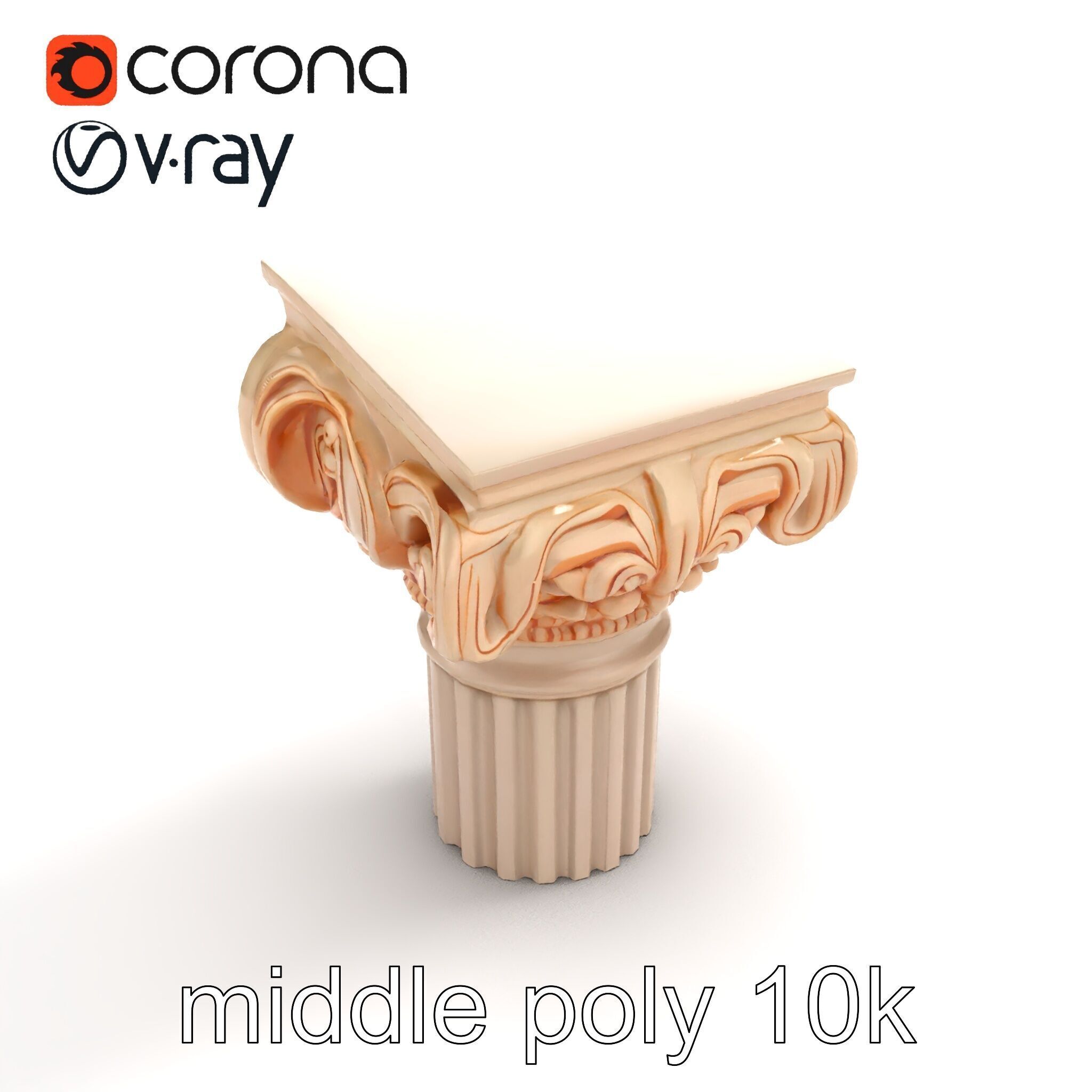 Baroque Column Intricate Swirl model pack Low-poly 3D model_8