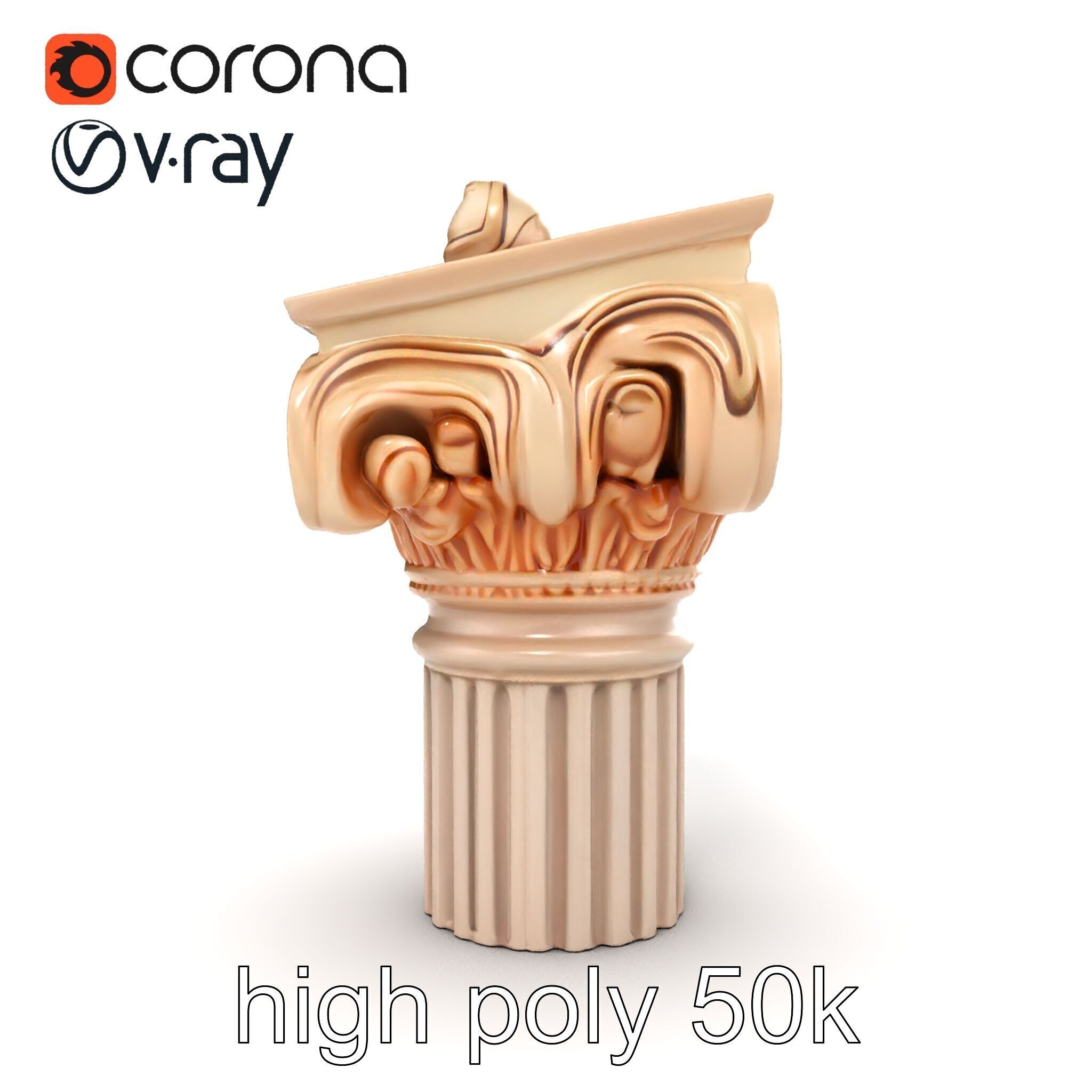 Baroque Column Intricate Swirl model pack Low-poly 3D model_22