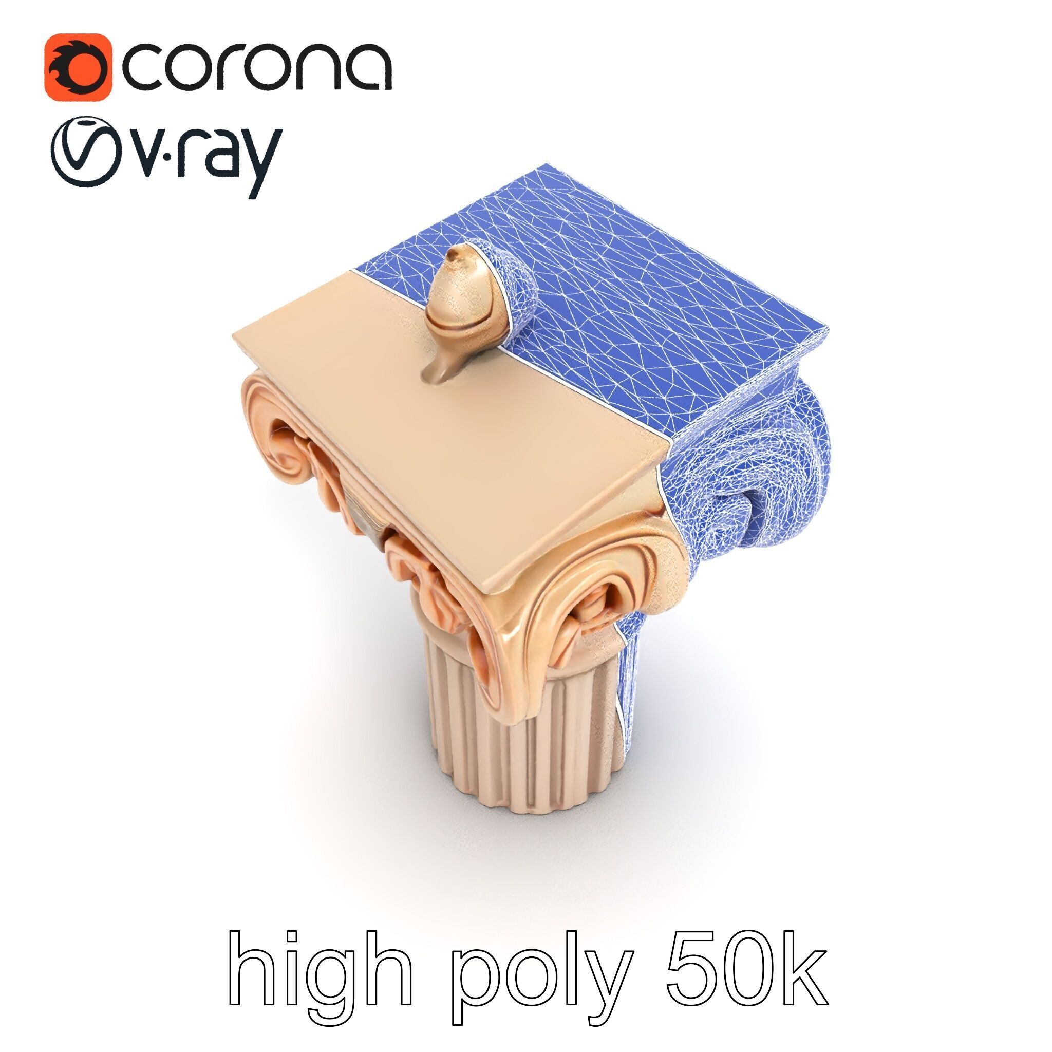 Baroque Column Intricate Swirl model pack Low-poly 3D model_19