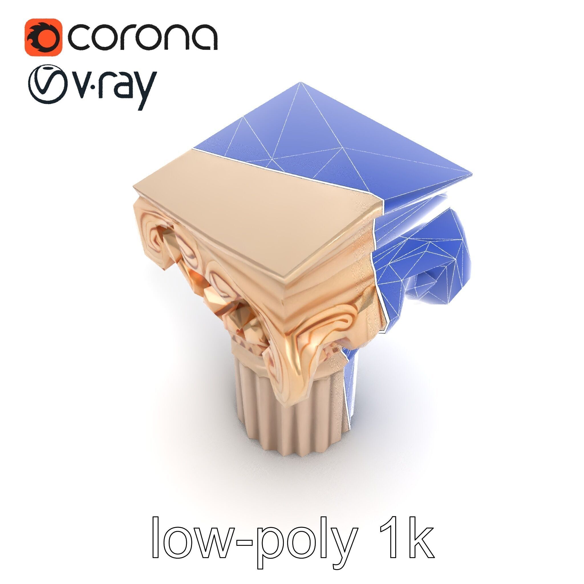 Baroque Column Intricate Swirl model pack Low-poly 3D model_12