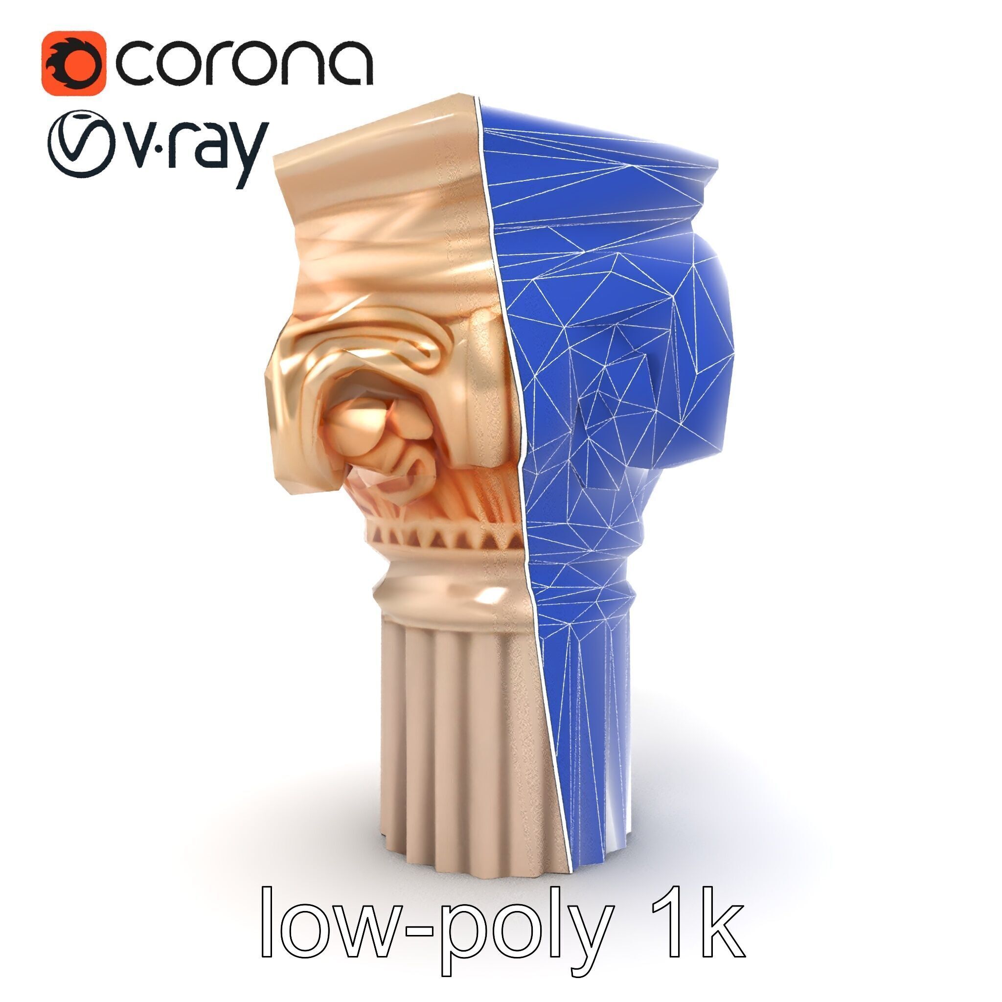 Baroque Column Intricate Swirl model pack Low-poly 3D model_31