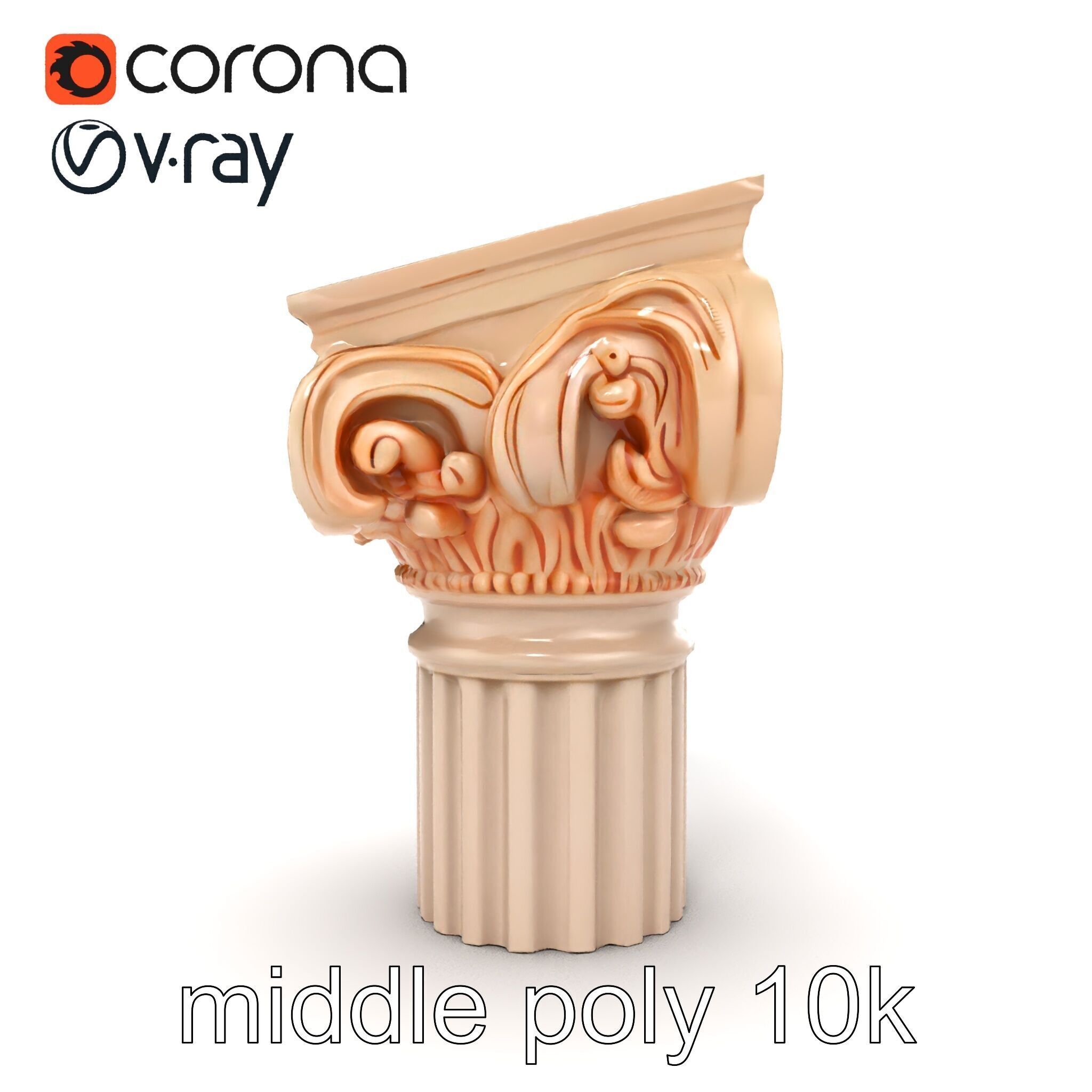 Baroque Column Intricate Swirl model pack Low-poly 3D model_21