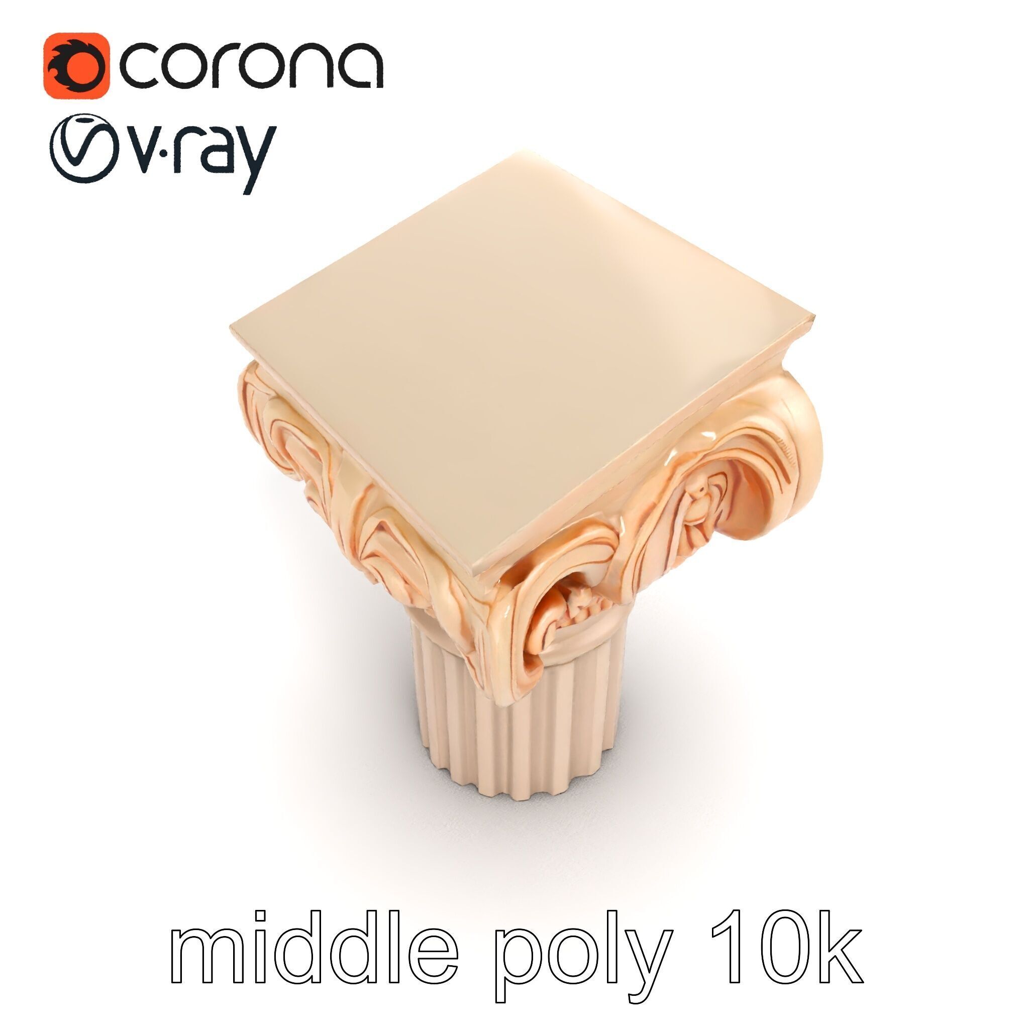 Baroque Column Intricate Swirl model pack Low-poly 3D model_23