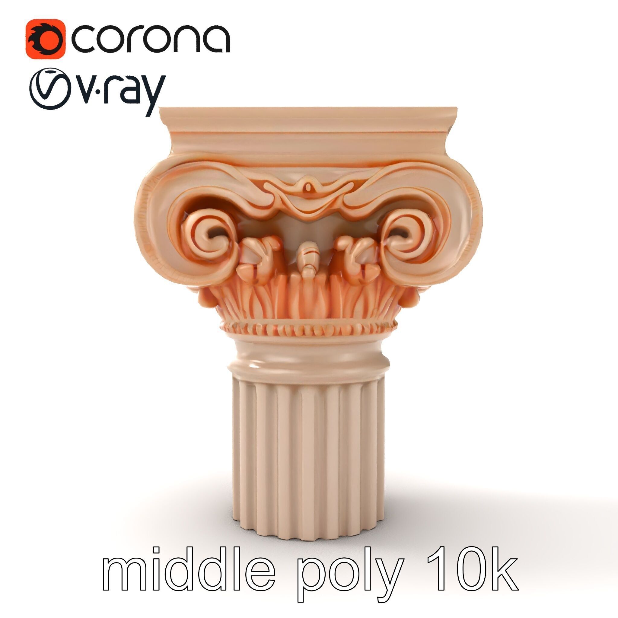 Baroque Column Intricate Swirl model pack Low-poly 3D model_26