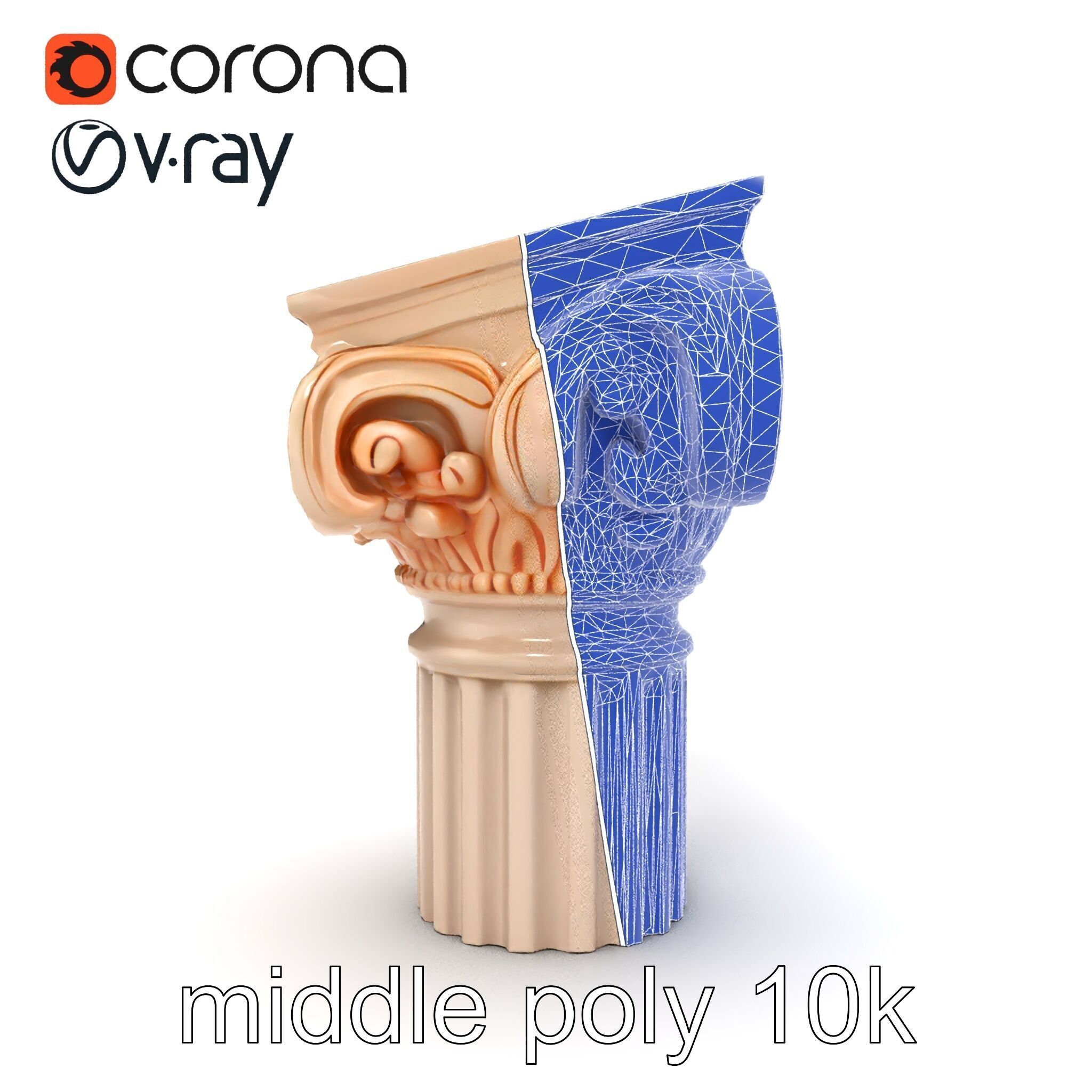 Baroque Column Intricate Swirl model pack Low-poly 3D model_25