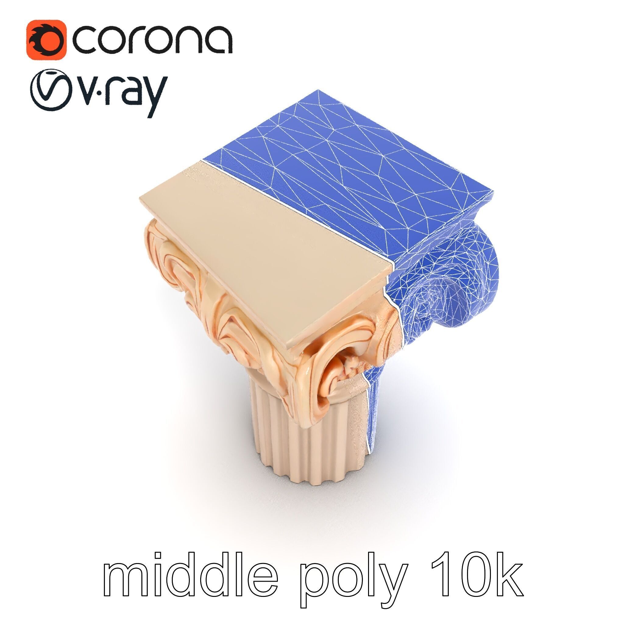 Baroque Column Intricate Swirl model pack Low-poly 3D model_15