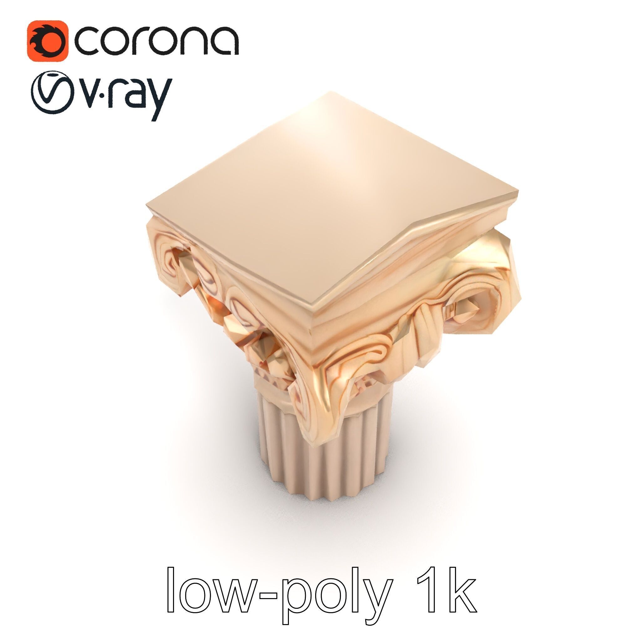 Baroque Column Intricate Swirl model pack Low-poly 3D model_27