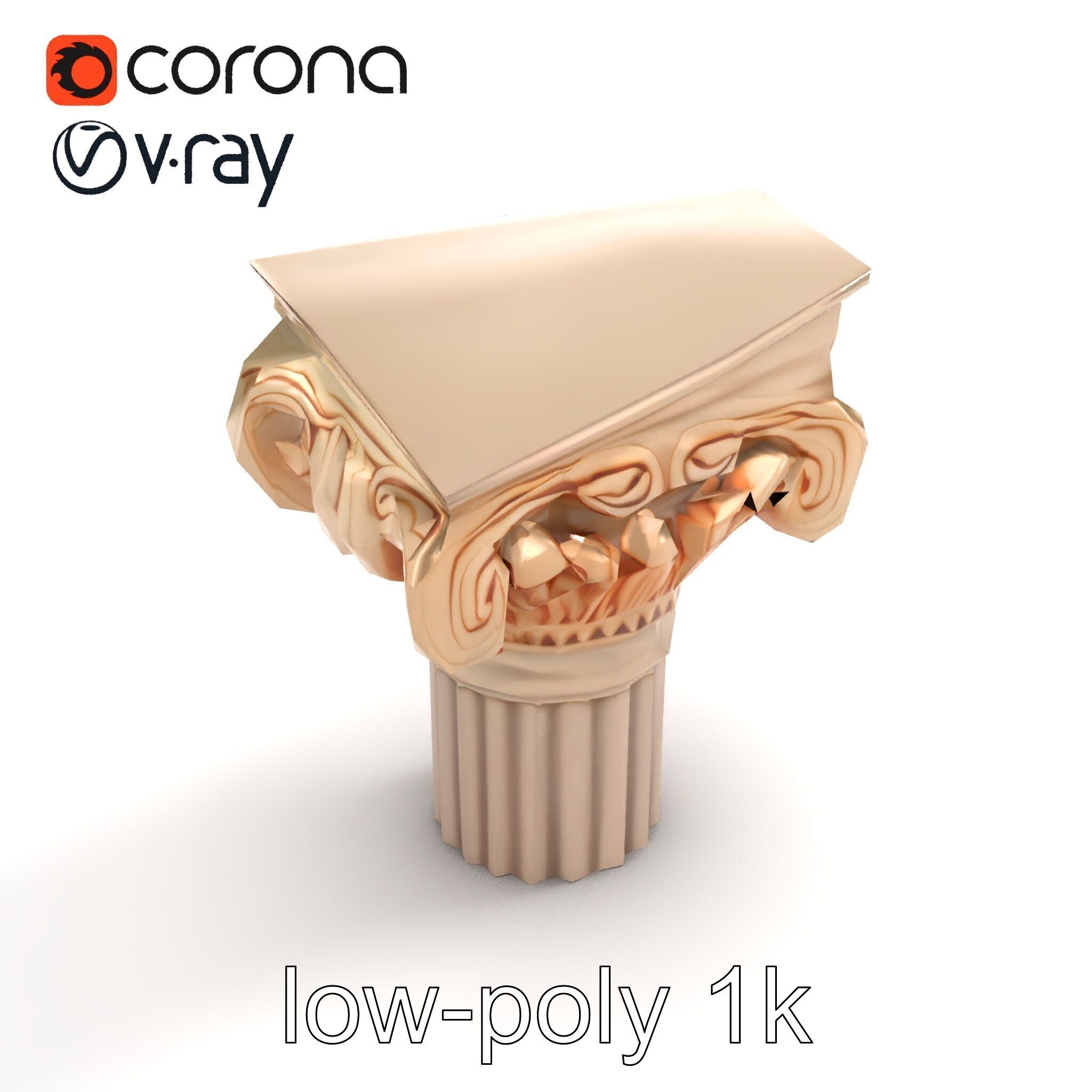 Baroque Column Intricate Swirl model pack Low-poly 3D model_9