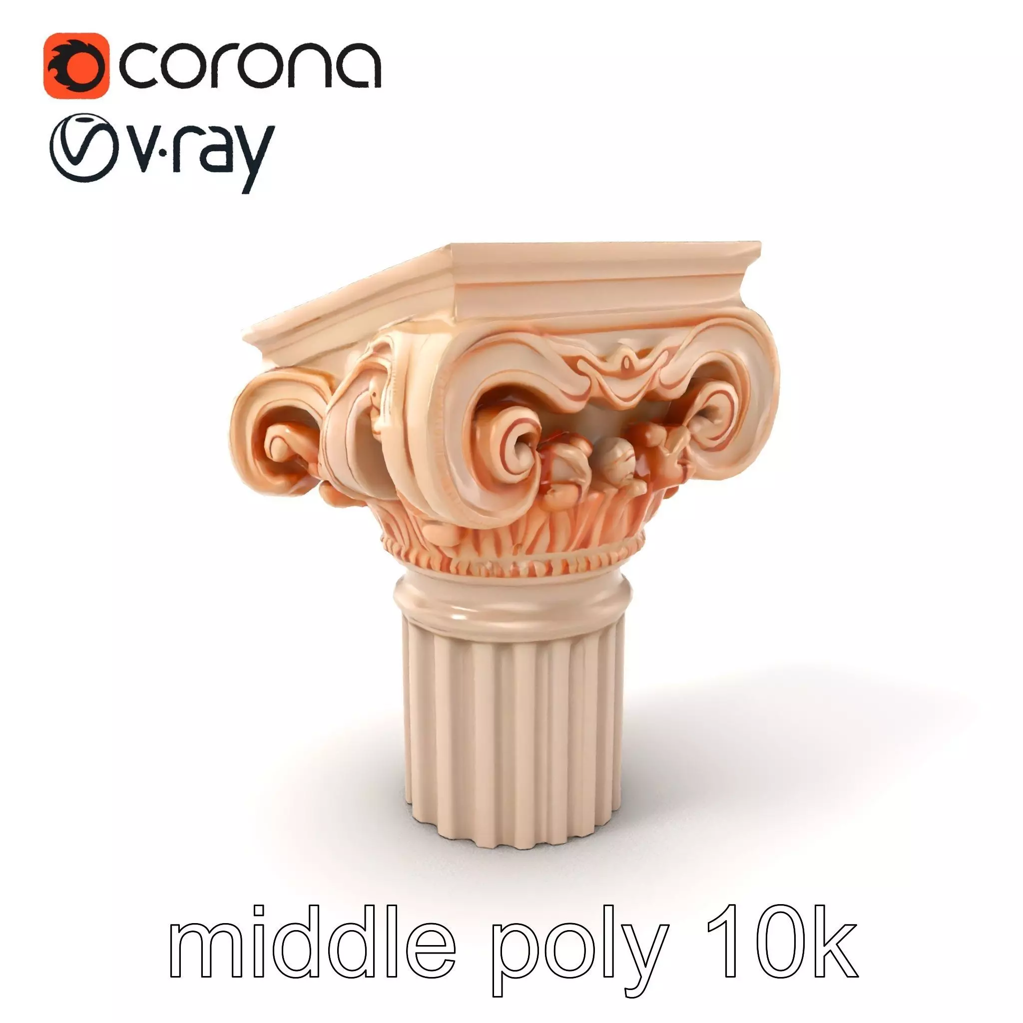 Baroque Column Intricate Swirl model pack Low-poly 3D model_0