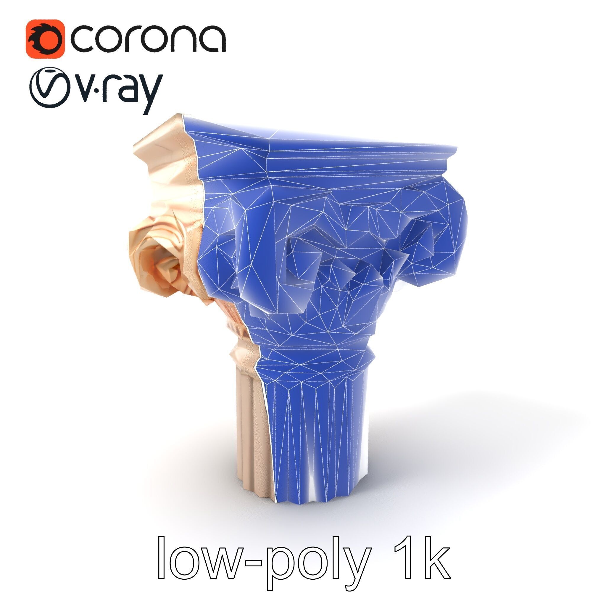 Baroque Column Intricate Swirl model pack Low-poly 3D model_7