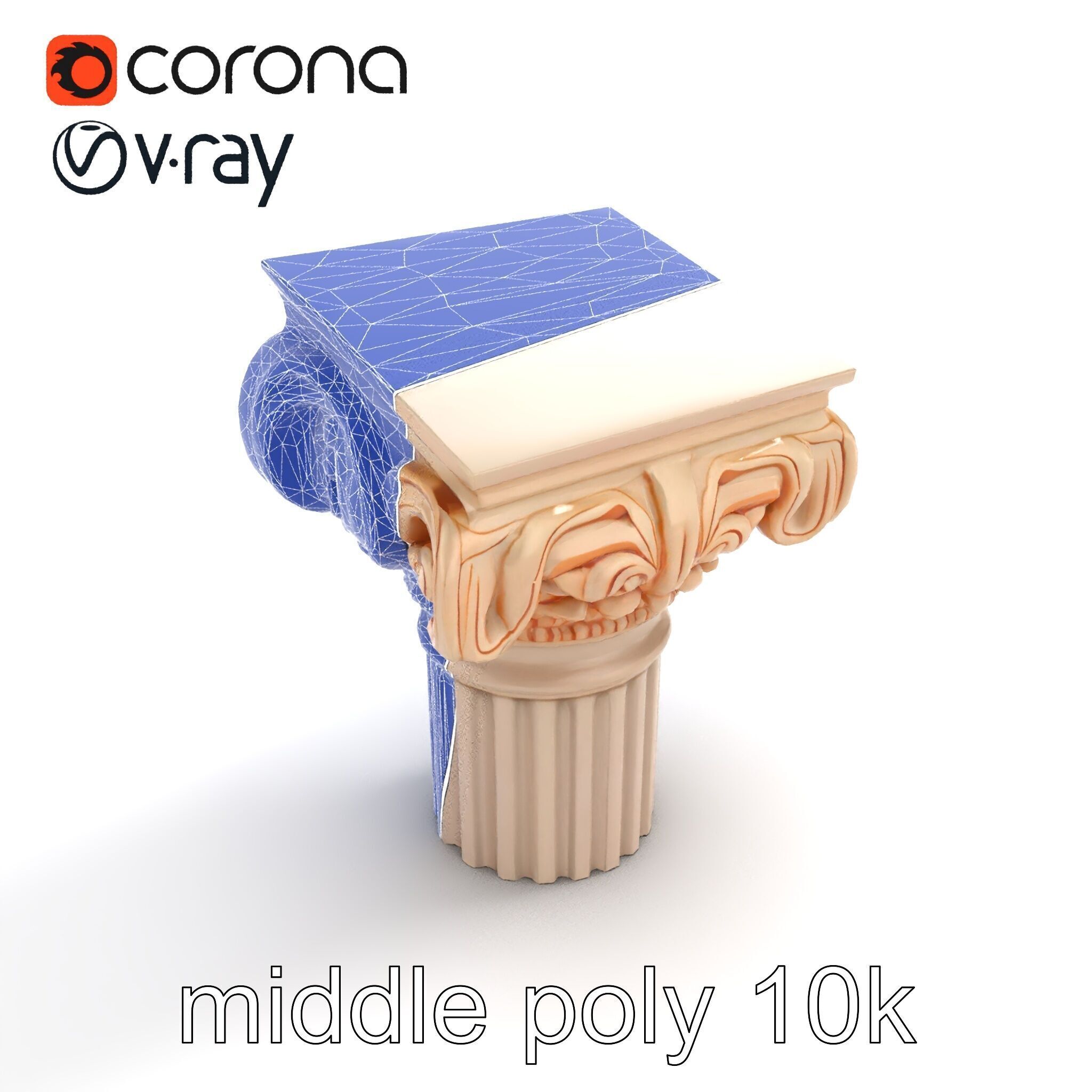Baroque Column Intricate Swirl model pack Low-poly 3D model_11