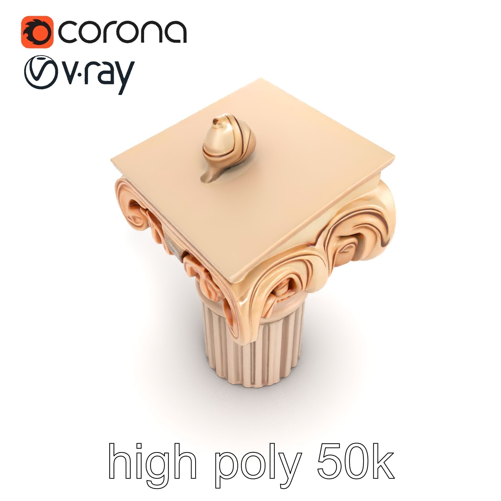 Baroque Column Intricate Swirl model pack Low-poly 3D model_29