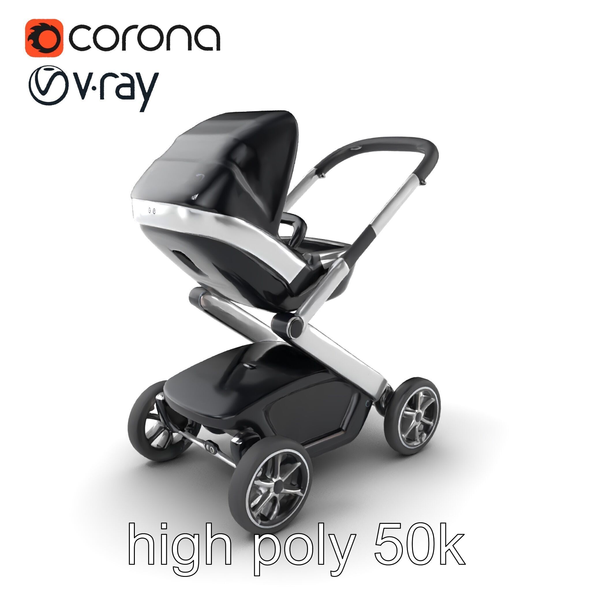 Futuristic Smart Stroller model pack Low-poly 3D model_2