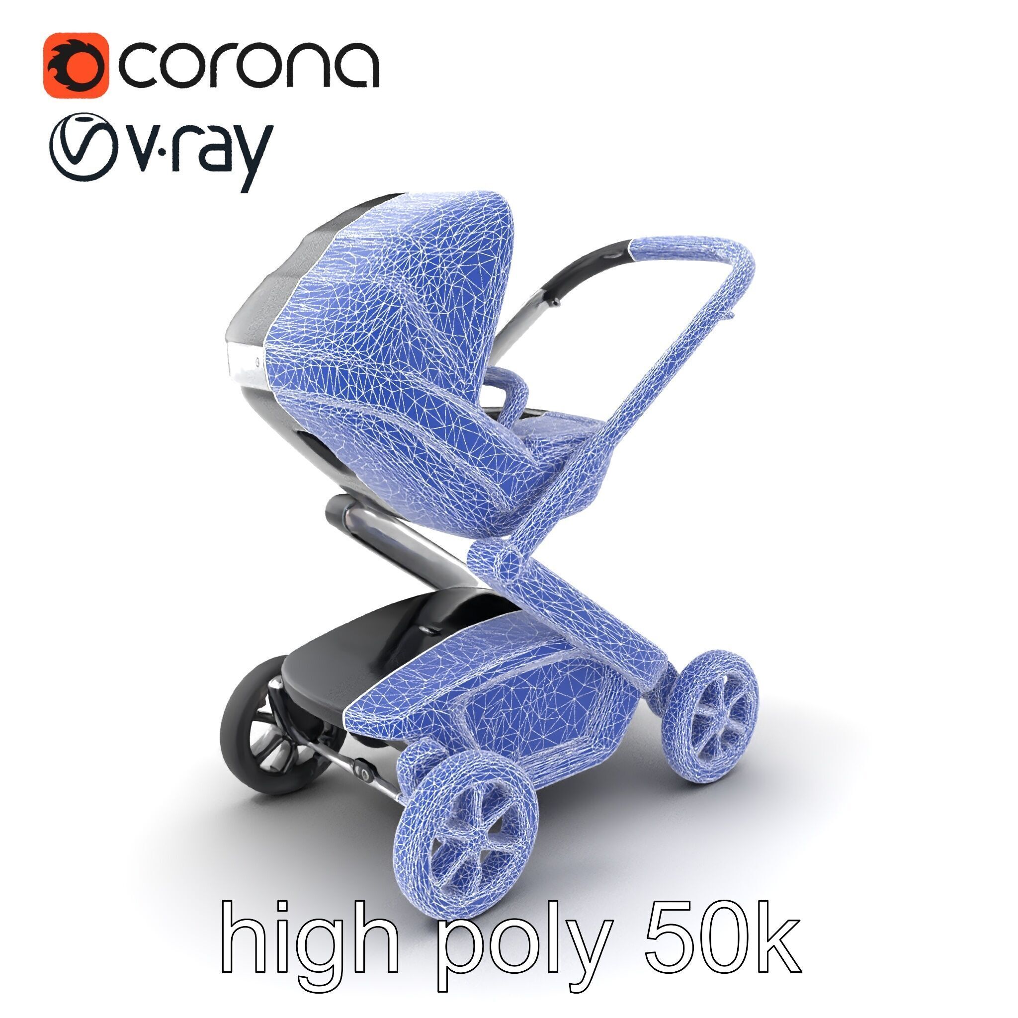 Futuristic Smart Stroller model pack Low-poly 3D model_10