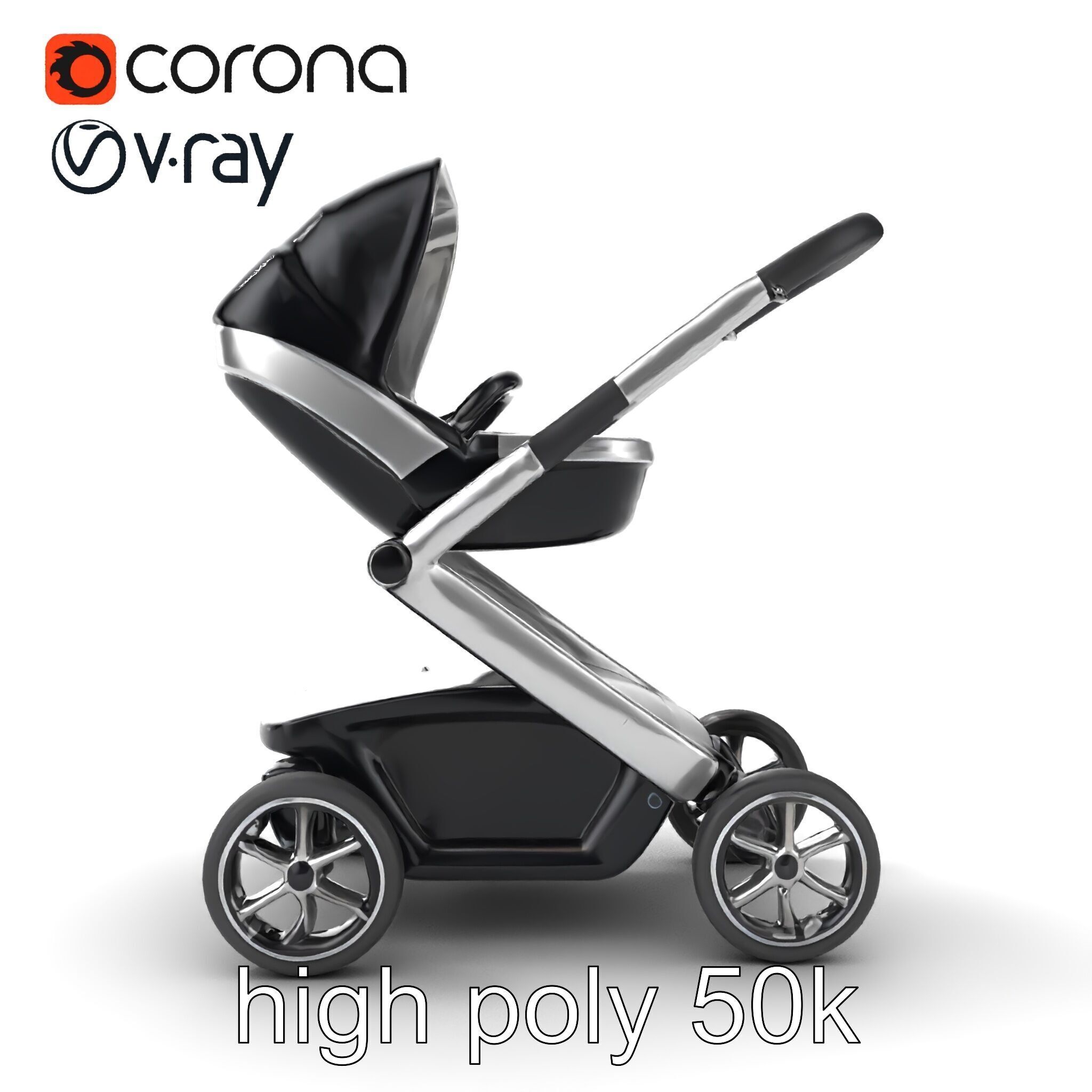 Futuristic Smart Stroller model pack Low-poly 3D model_14