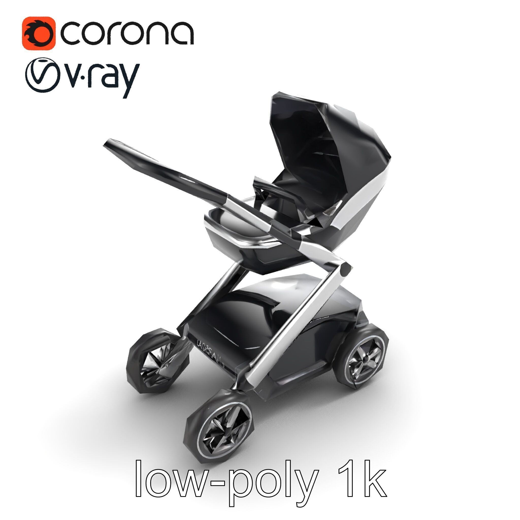 Futuristic Smart Stroller model pack Low-poly 3D model_9