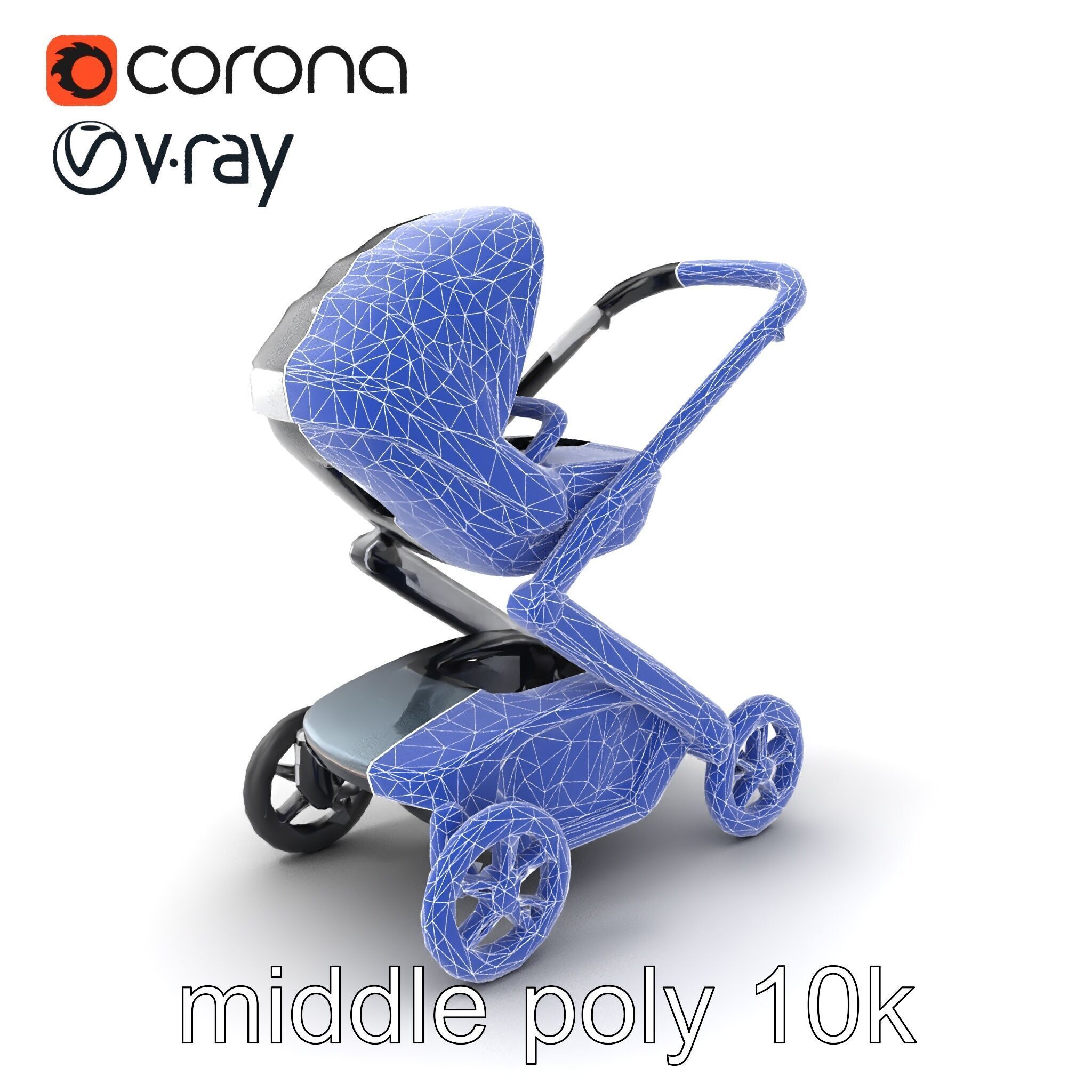 Futuristic Smart Stroller model pack Low-poly 3D model_6