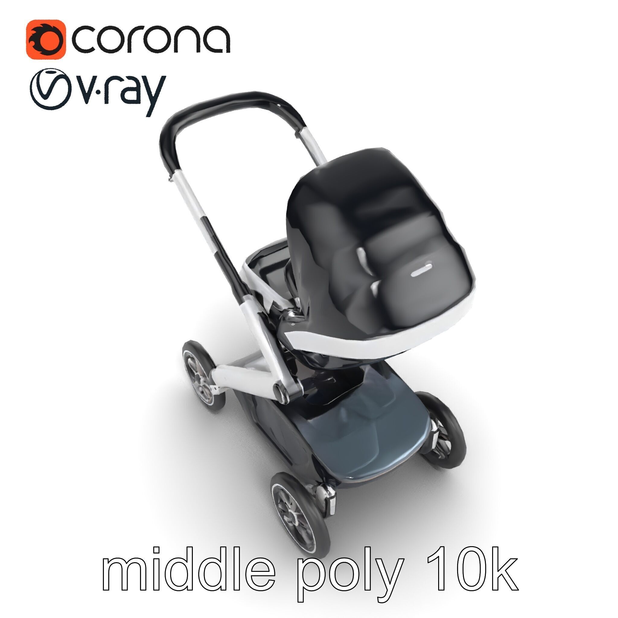Futuristic Smart Stroller model pack Low-poly 3D model_15