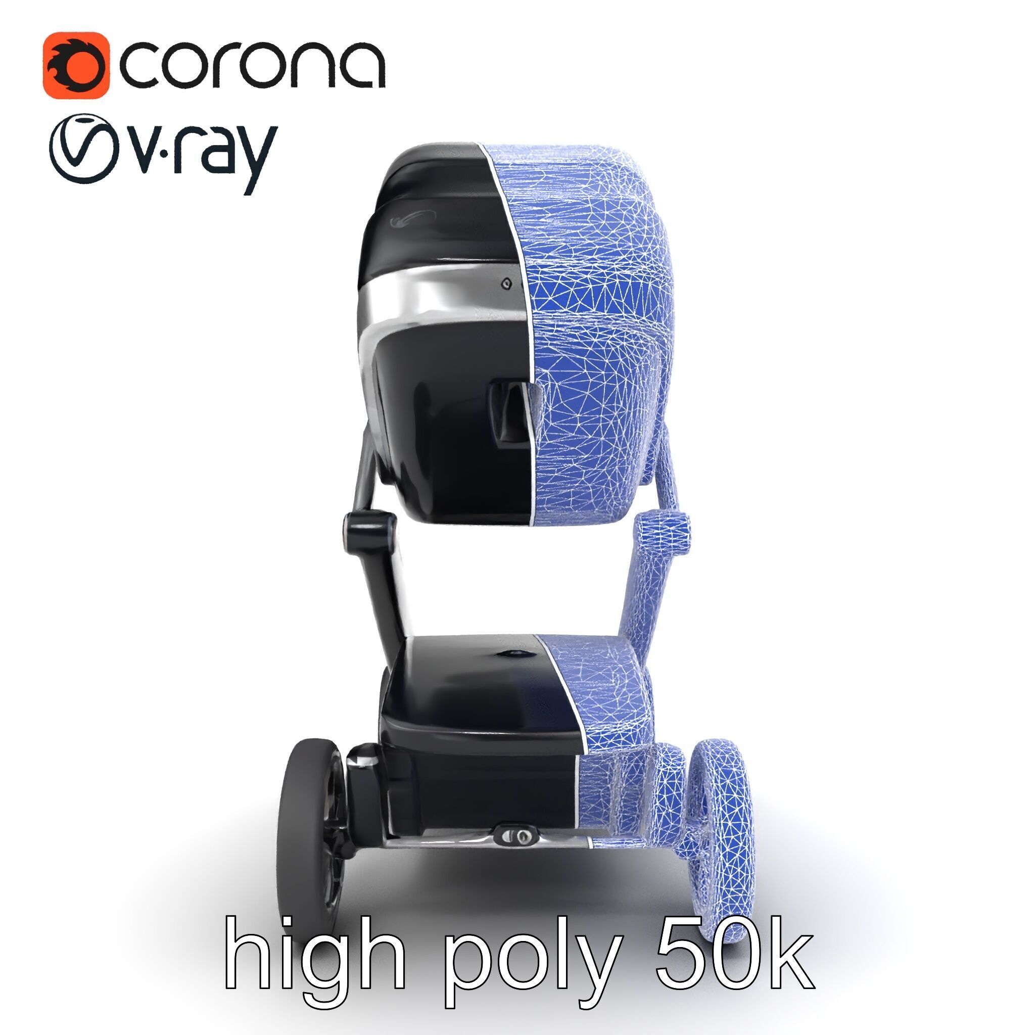 Futuristic Smart Stroller model pack Low-poly 3D model_27
