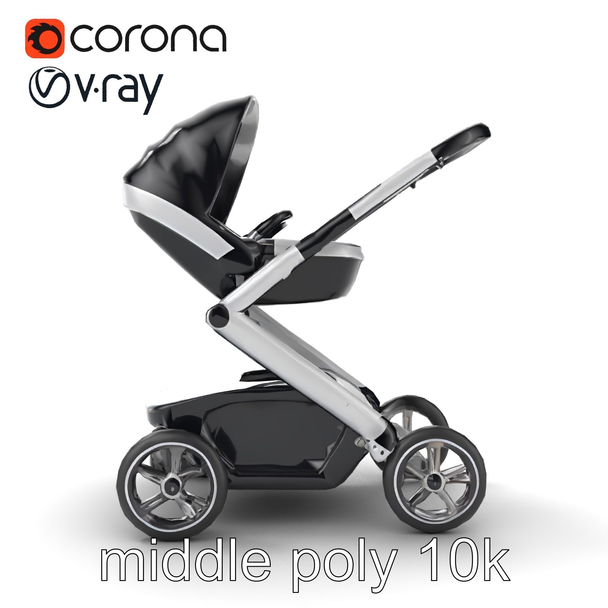 Futuristic Smart Stroller model pack Low-poly 3D model_21