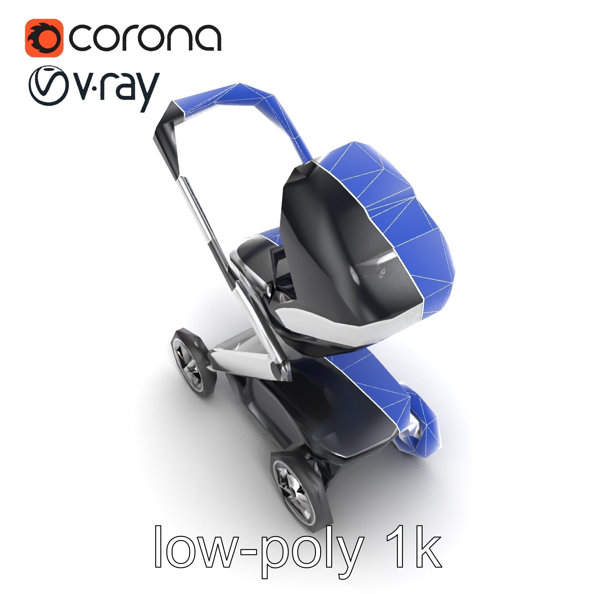 Futuristic Smart Stroller model pack Low-poly 3D model_30