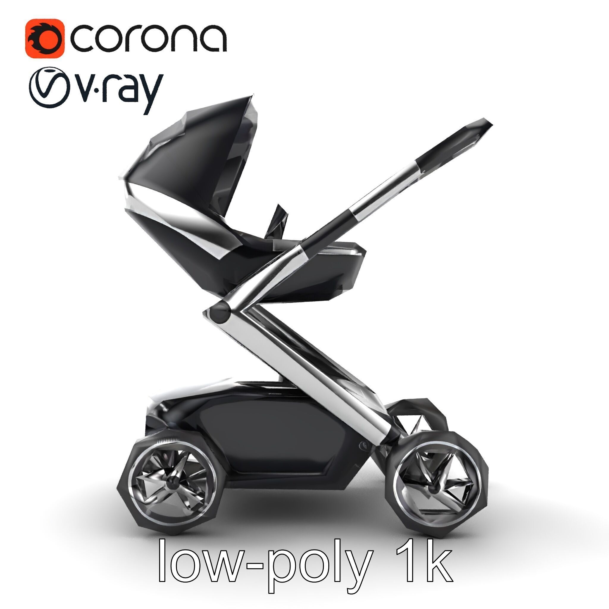 Futuristic Smart Stroller model pack Low-poly 3D model_20
