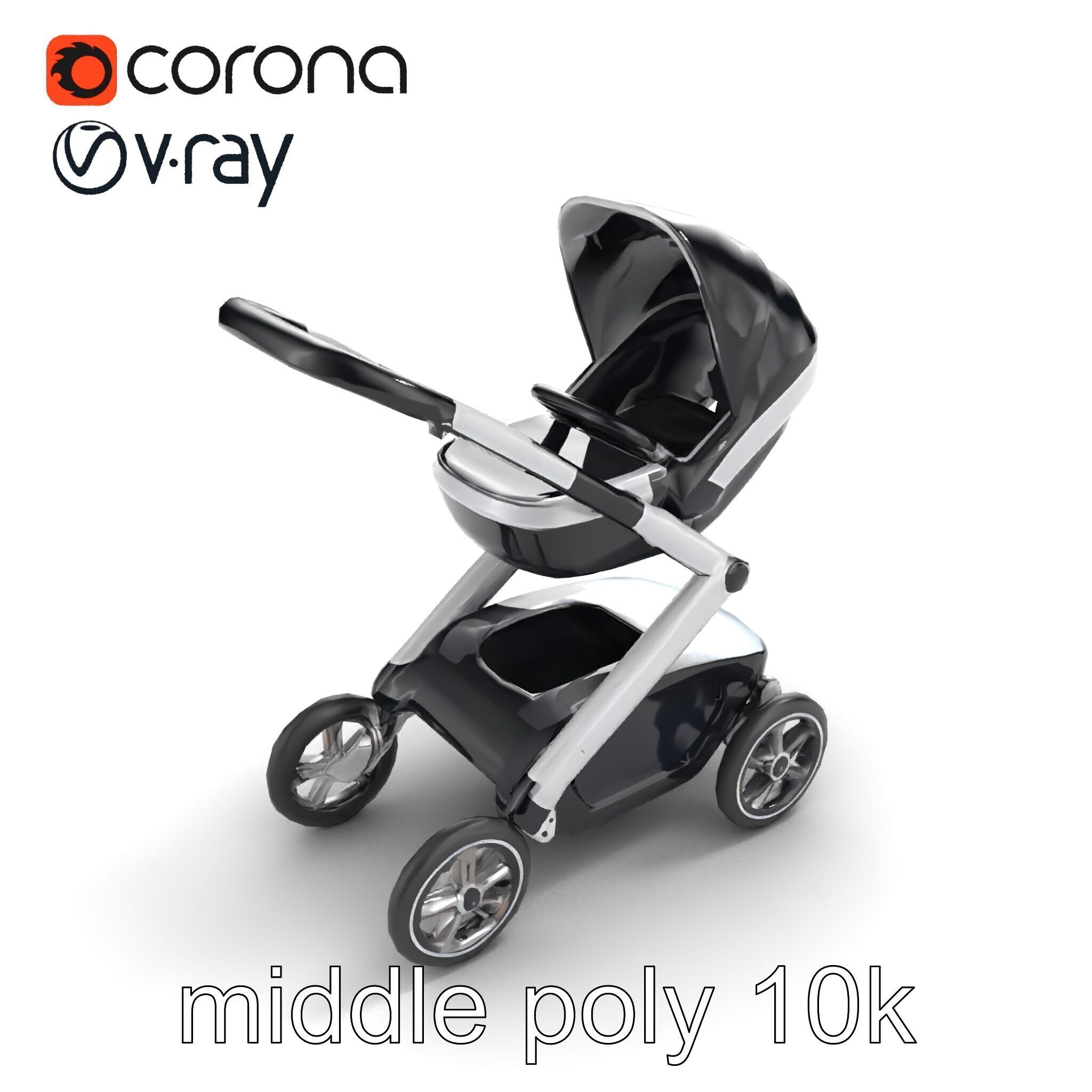 Futuristic Smart Stroller model pack Low-poly 3D model_8