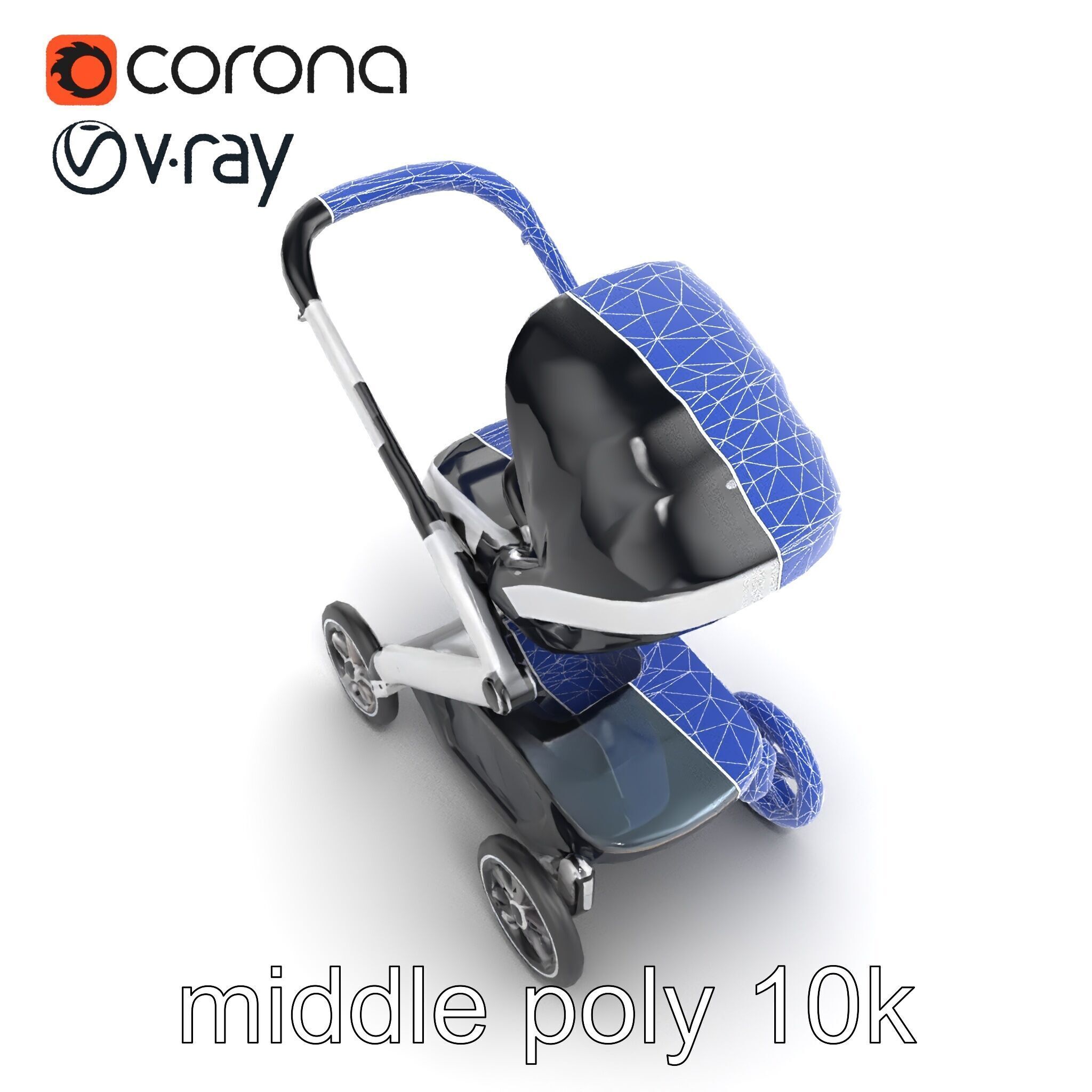 Futuristic Smart Stroller model pack Low-poly 3D model_12