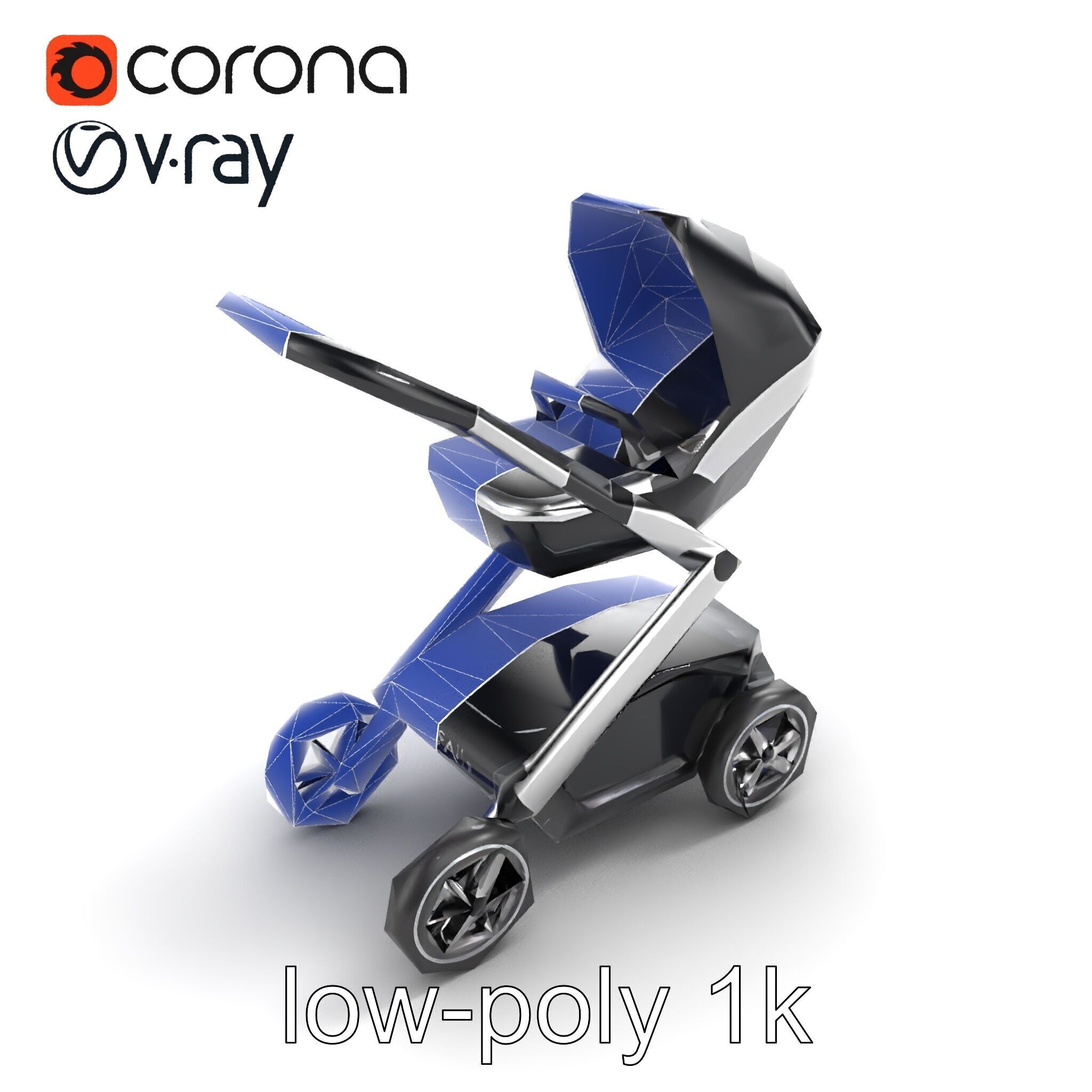 Futuristic Smart Stroller model pack Low-poly 3D model_17