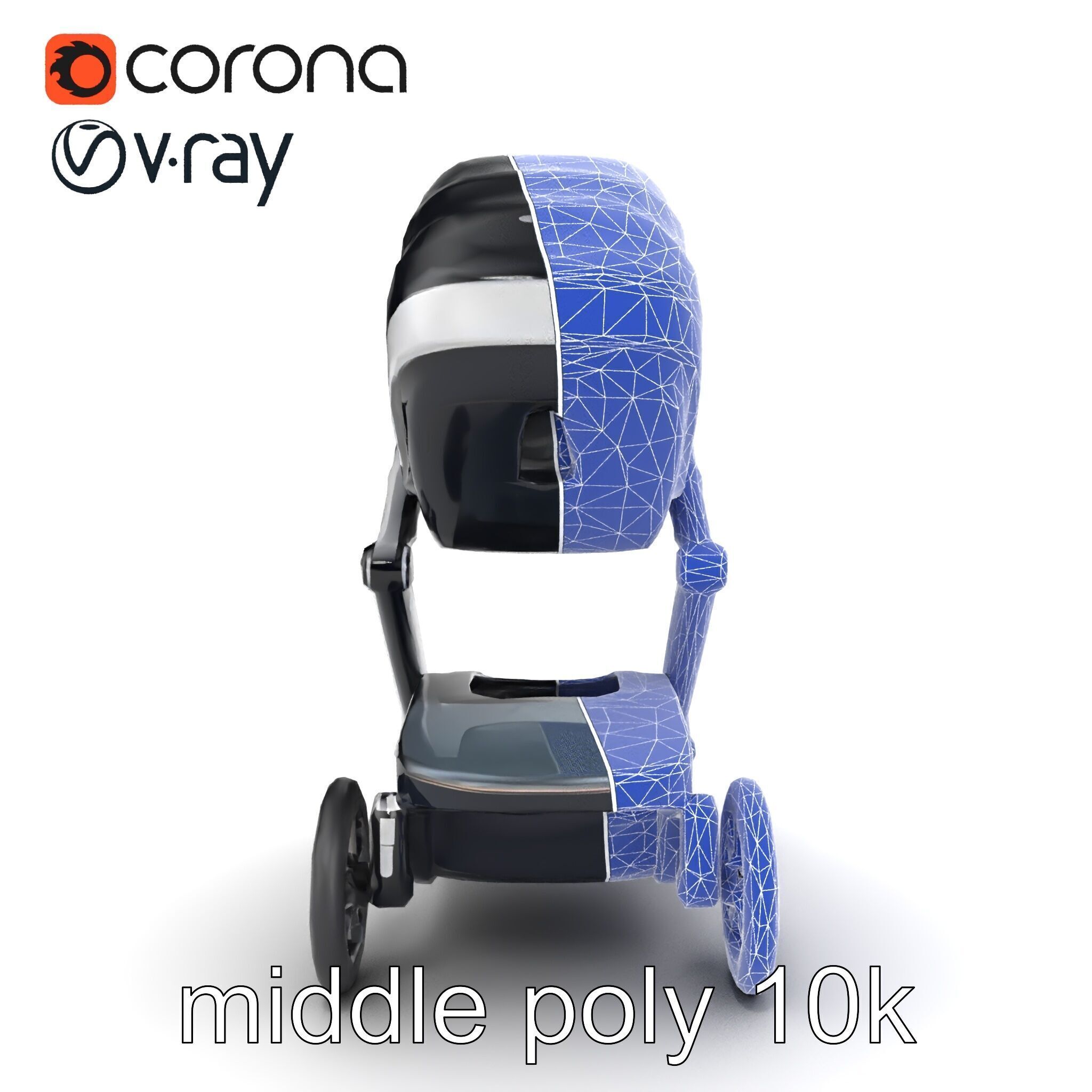 Futuristic Smart Stroller model pack Low-poly 3D model_26