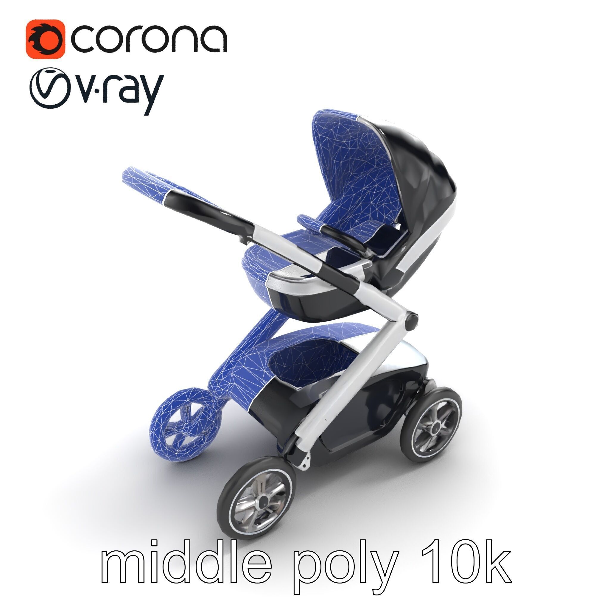 Futuristic Smart Stroller model pack Low-poly 3D model_11