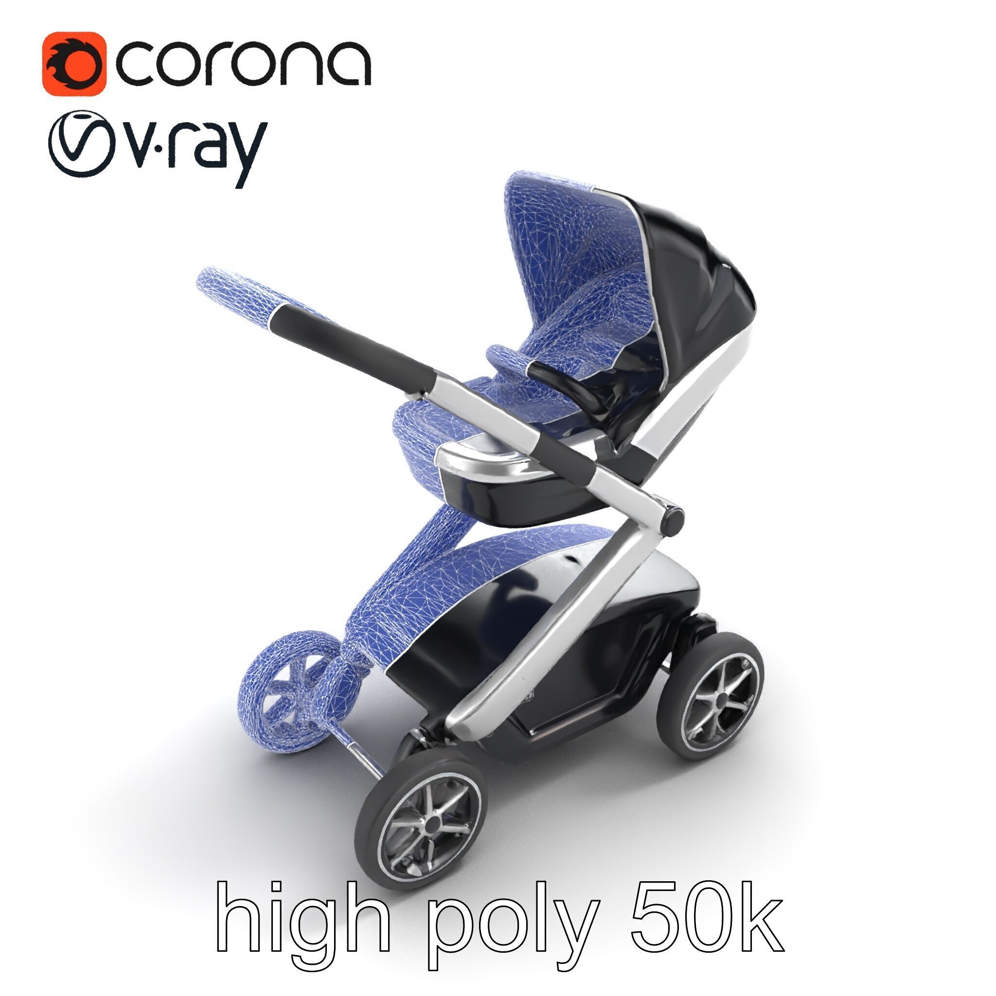 Futuristic Smart Stroller model pack Low-poly 3D model_18