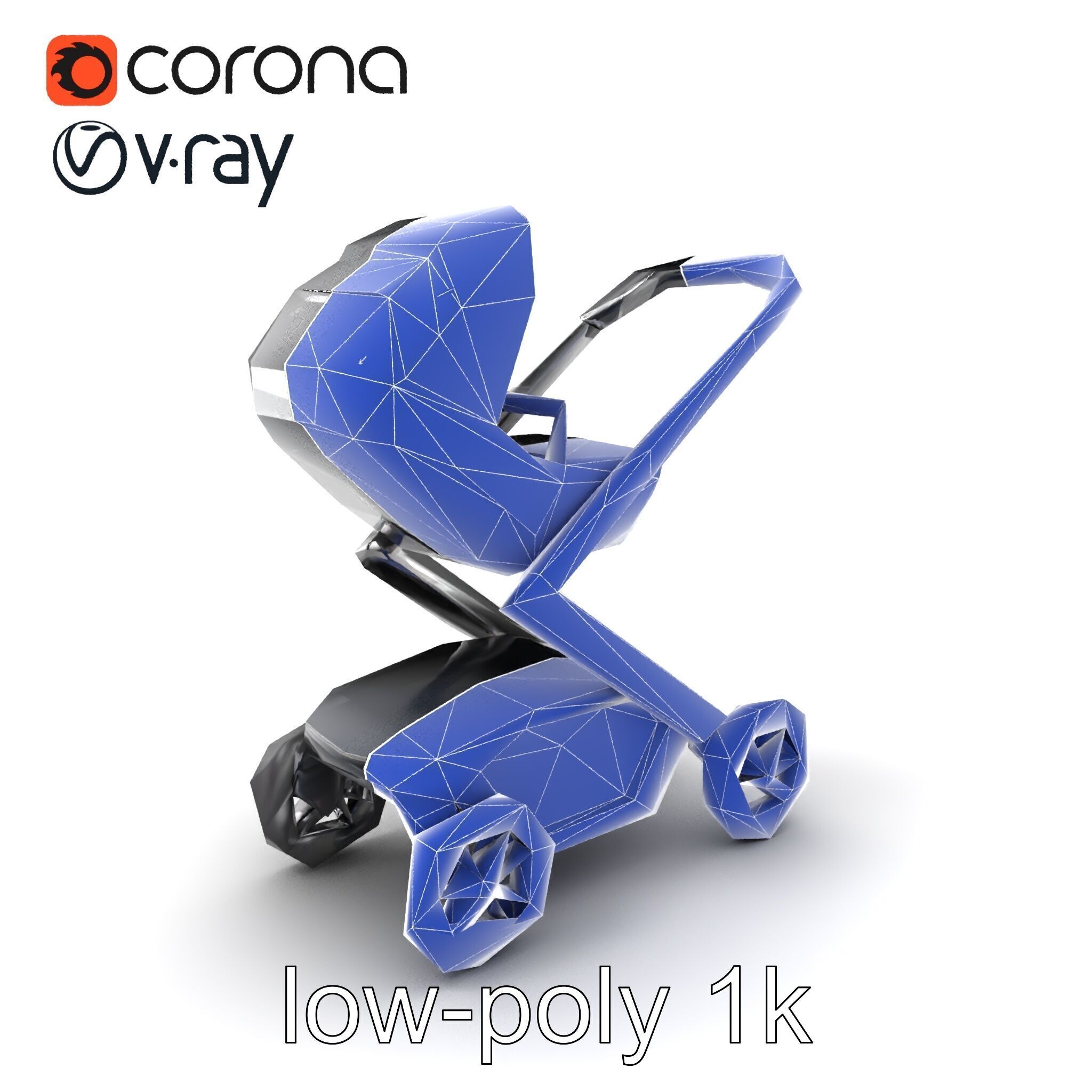 Futuristic Smart Stroller model pack Low-poly 3D model_7