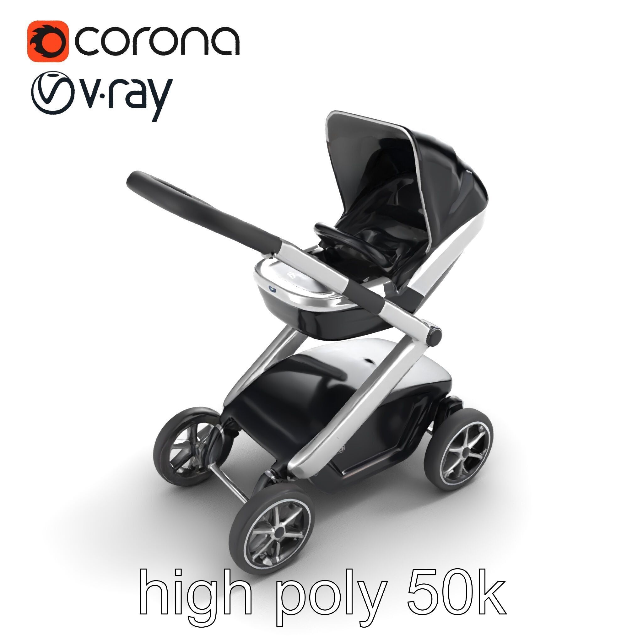 Futuristic Smart Stroller model pack Low-poly 3D model_13