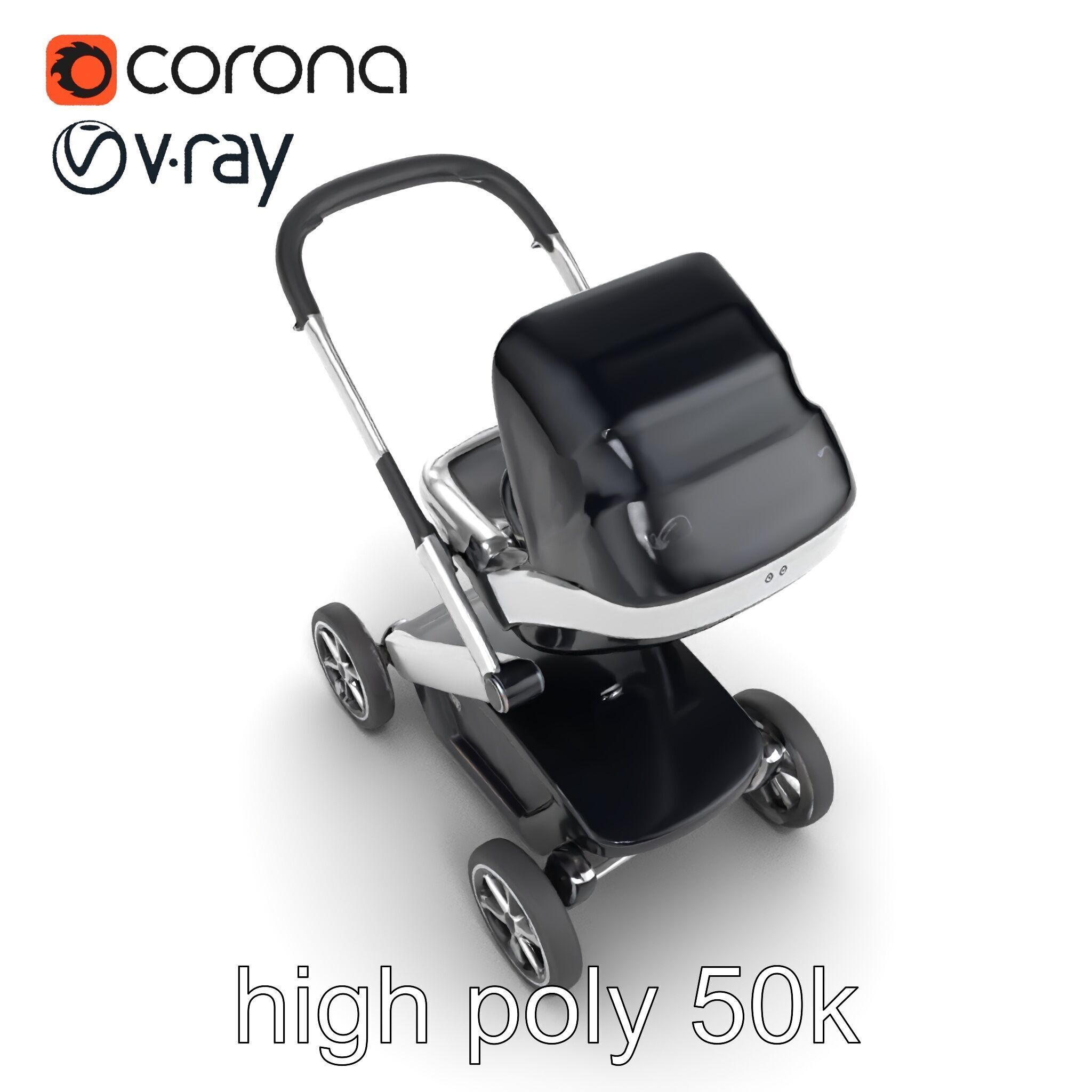 Futuristic Smart Stroller model pack Low-poly 3D model_23