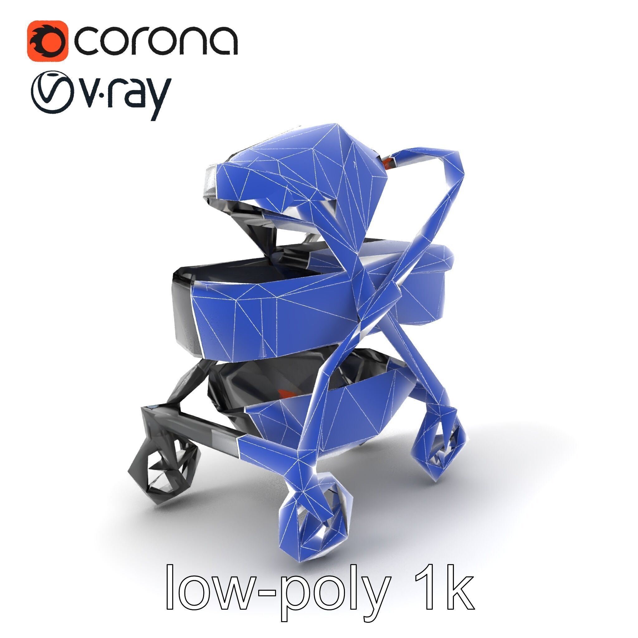 Convertible Stroller Transformer Natural Curves model pack Low-poly 3D model_7