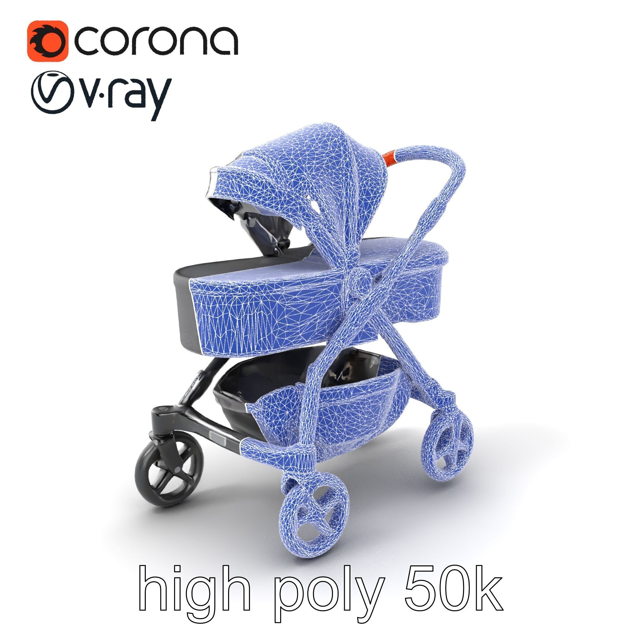 Convertible Stroller Transformer Natural Curves model pack Low-poly 3D model_10