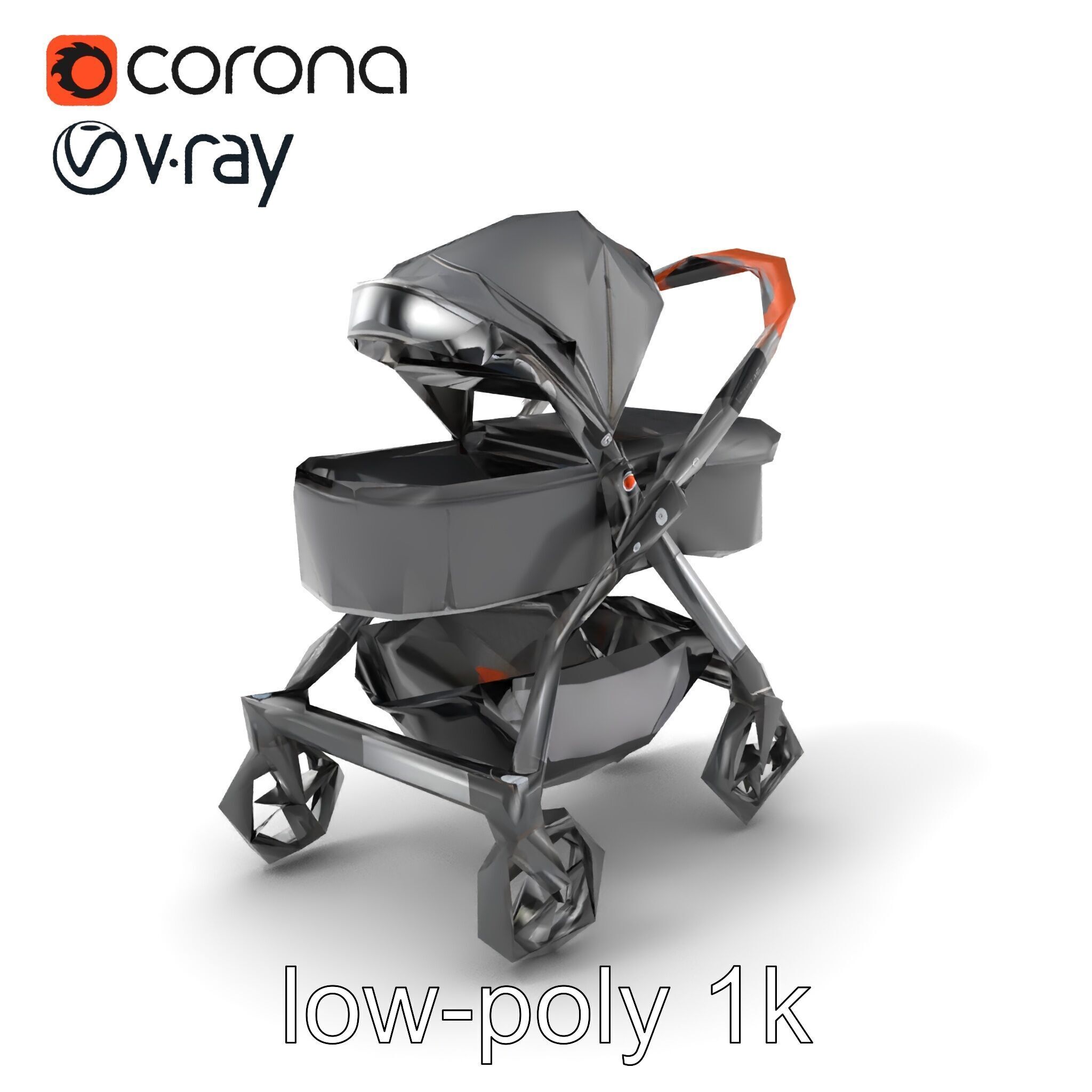 Convertible Stroller Transformer Natural Curves model pack Low-poly 3D model_5