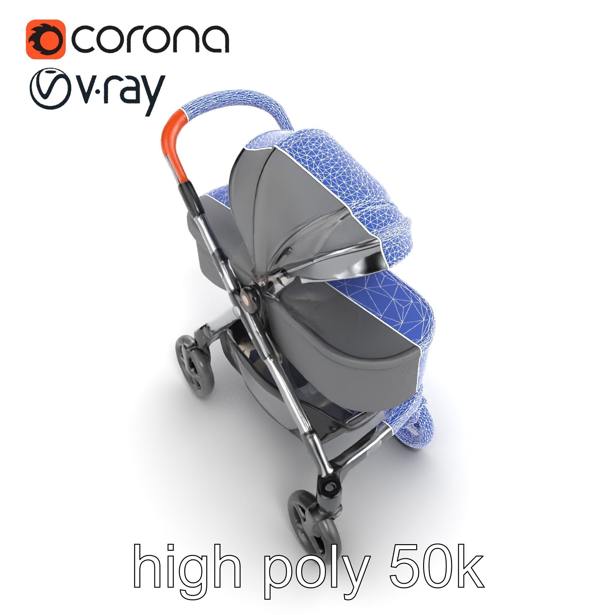 Convertible Stroller Transformer Natural Curves model pack Low-poly 3D model_12