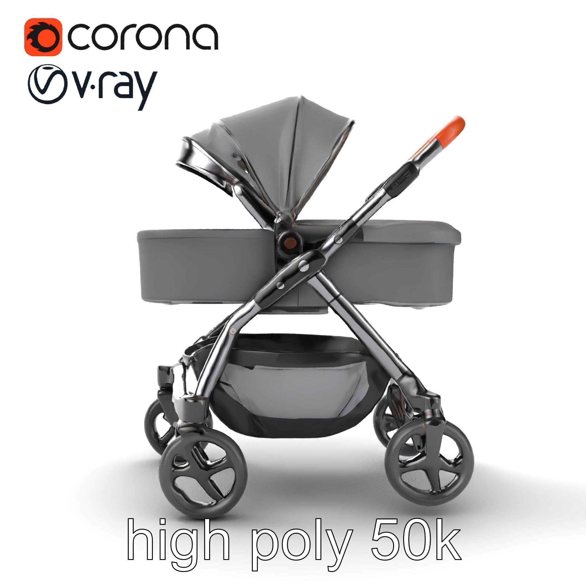 Convertible Stroller Transformer Natural Curves model pack Low-poly 3D model_32