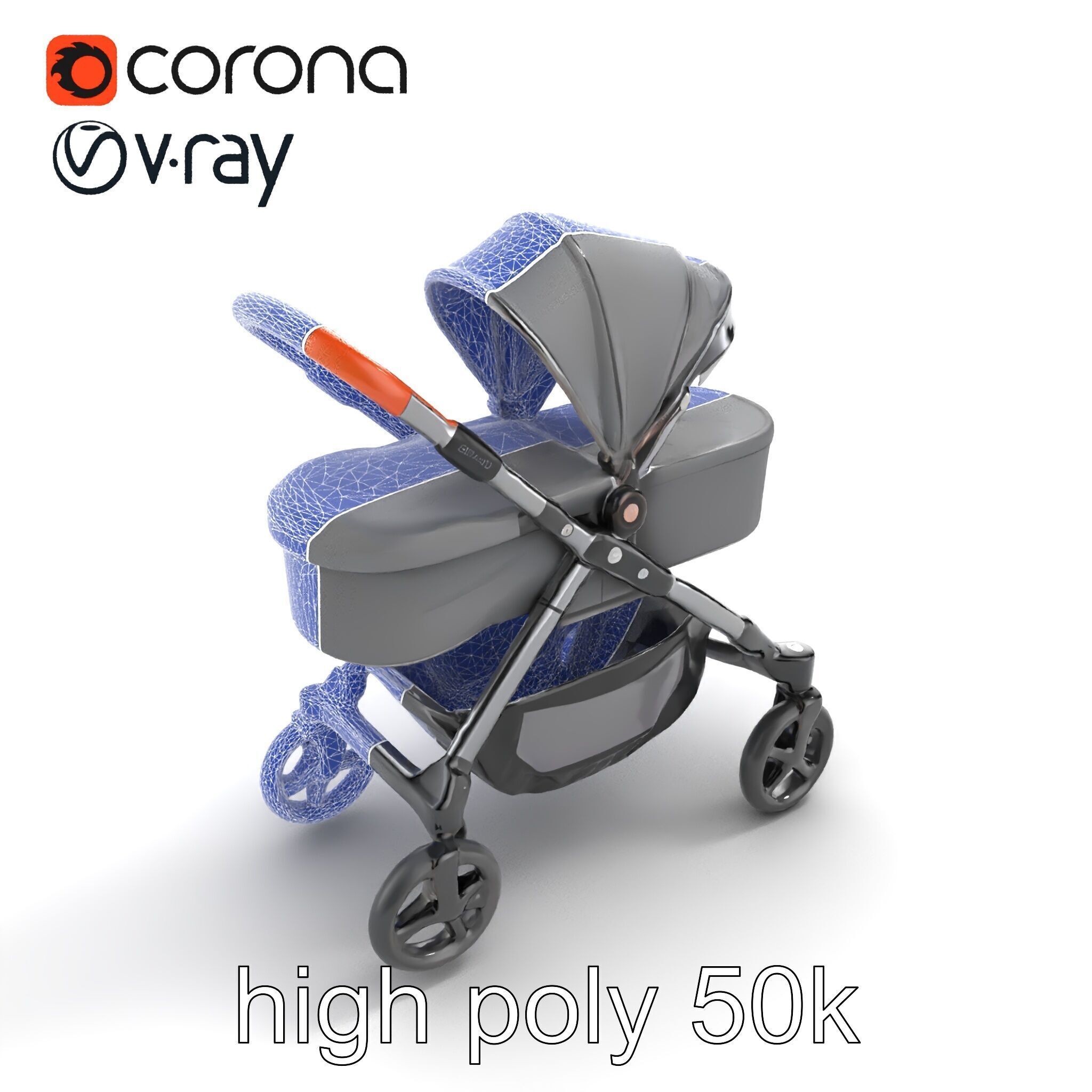 Convertible Stroller Transformer Natural Curves model pack Low-poly 3D model_19