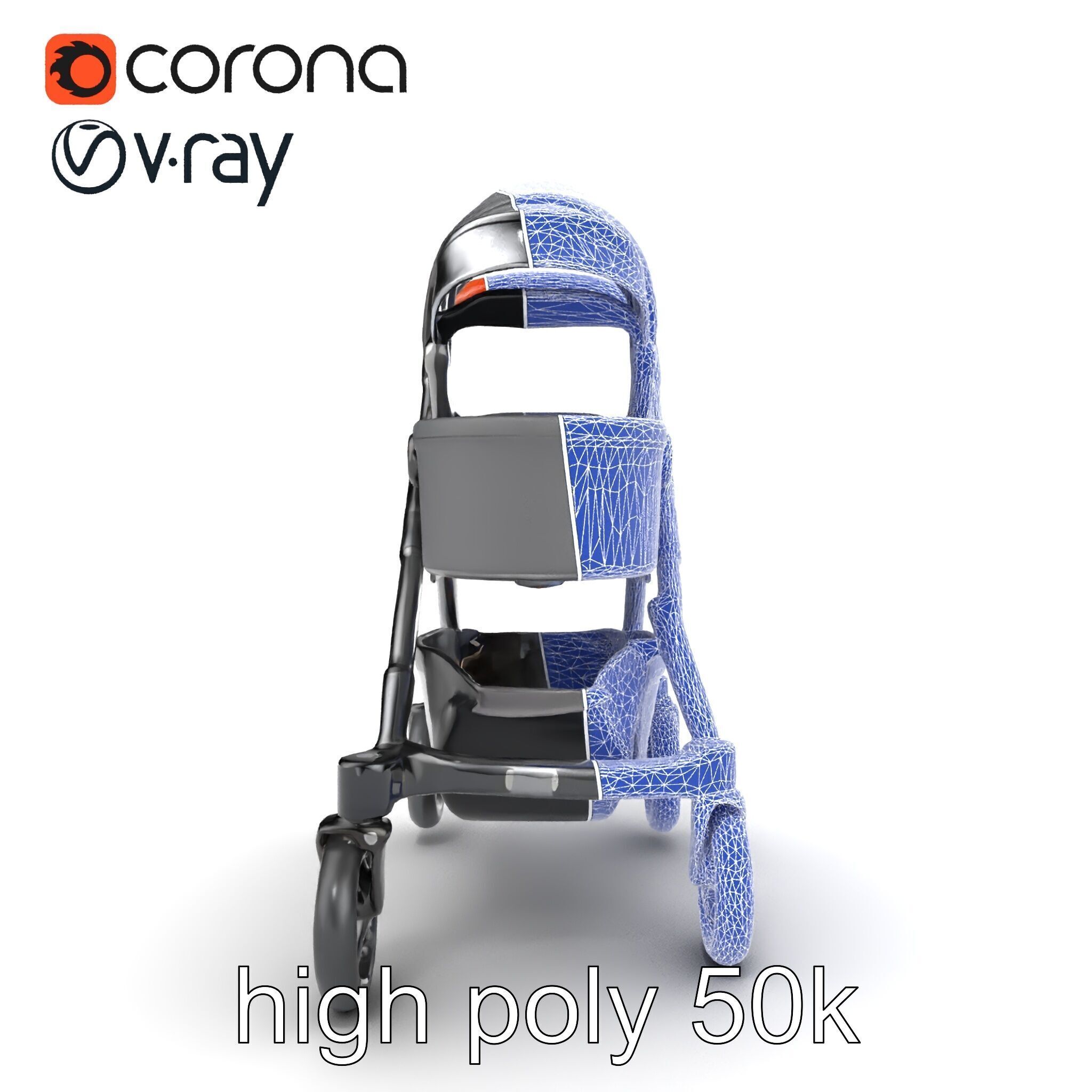 Convertible Stroller Transformer Natural Curves model pack Low-poly 3D model_26