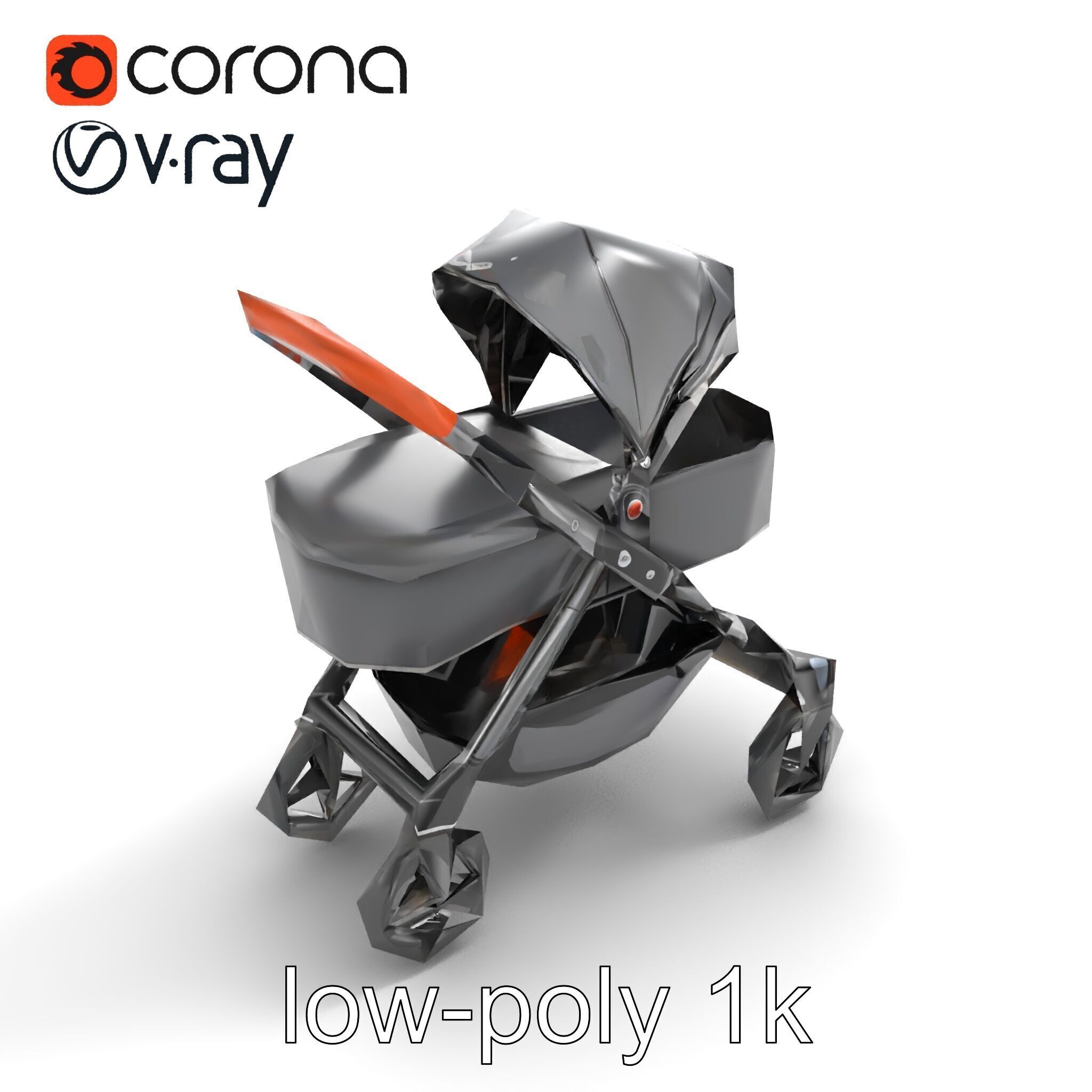 Convertible Stroller Transformer Natural Curves model pack Low-poly 3D model_9