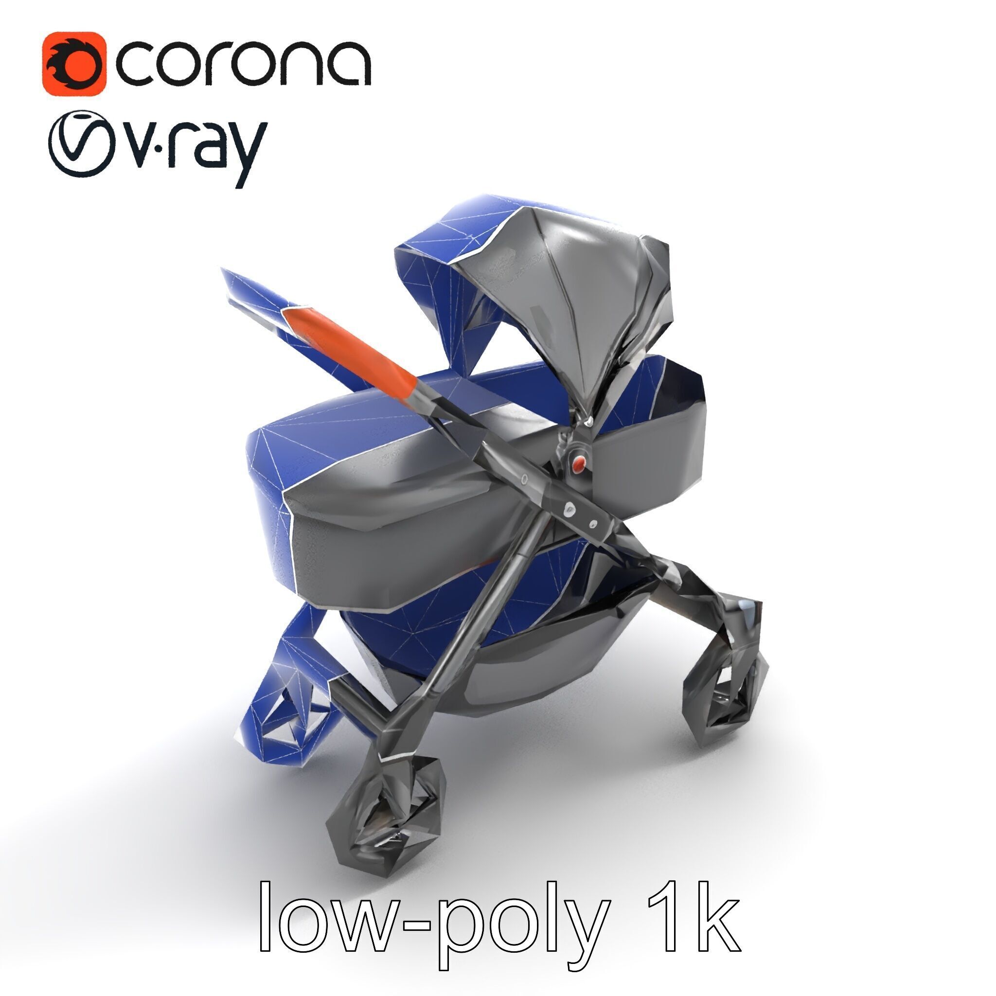 Convertible Stroller Transformer Natural Curves model pack Low-poly 3D model_15