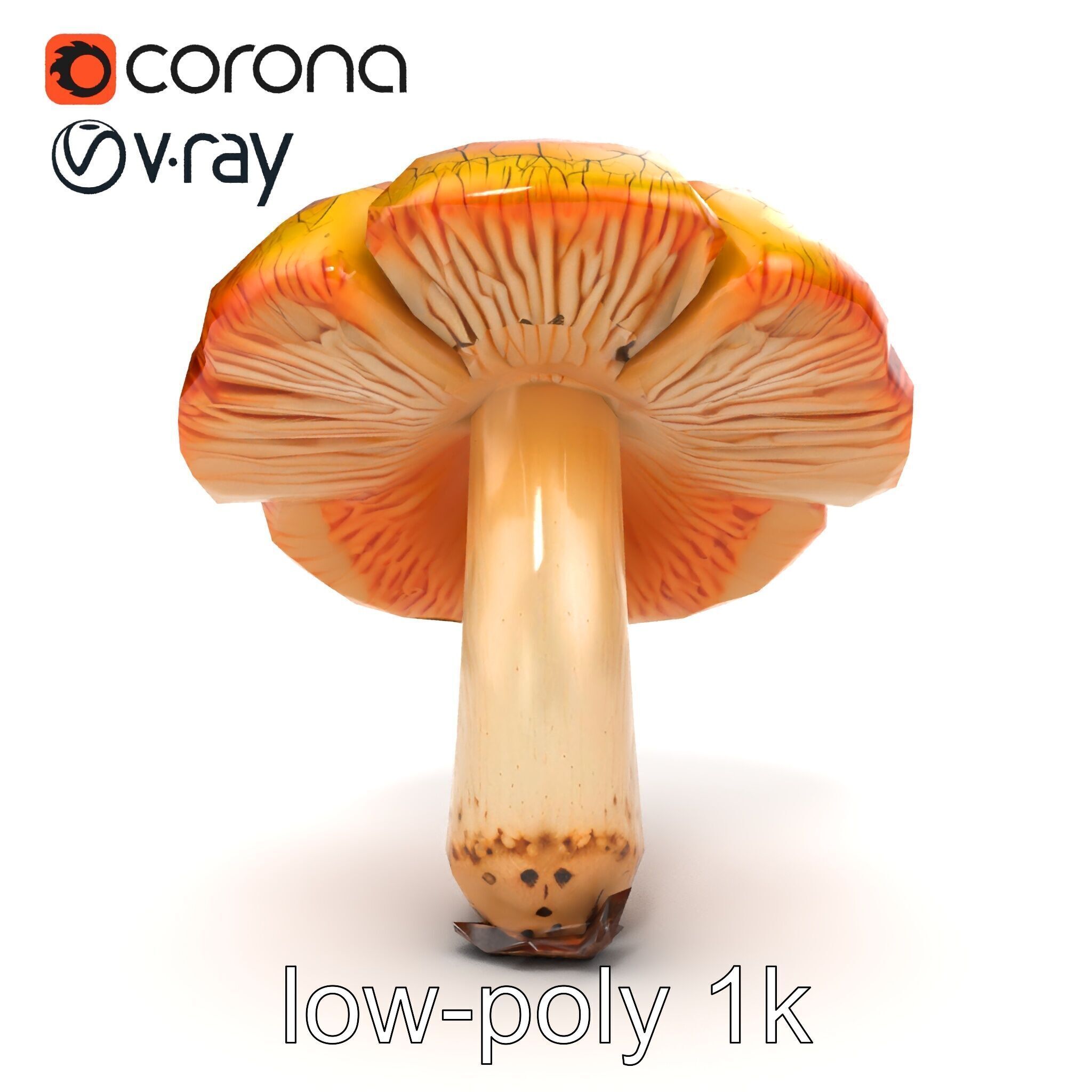 Chanterelle Mushroom Crack Texture Model Pack Low-poly 3D model_17