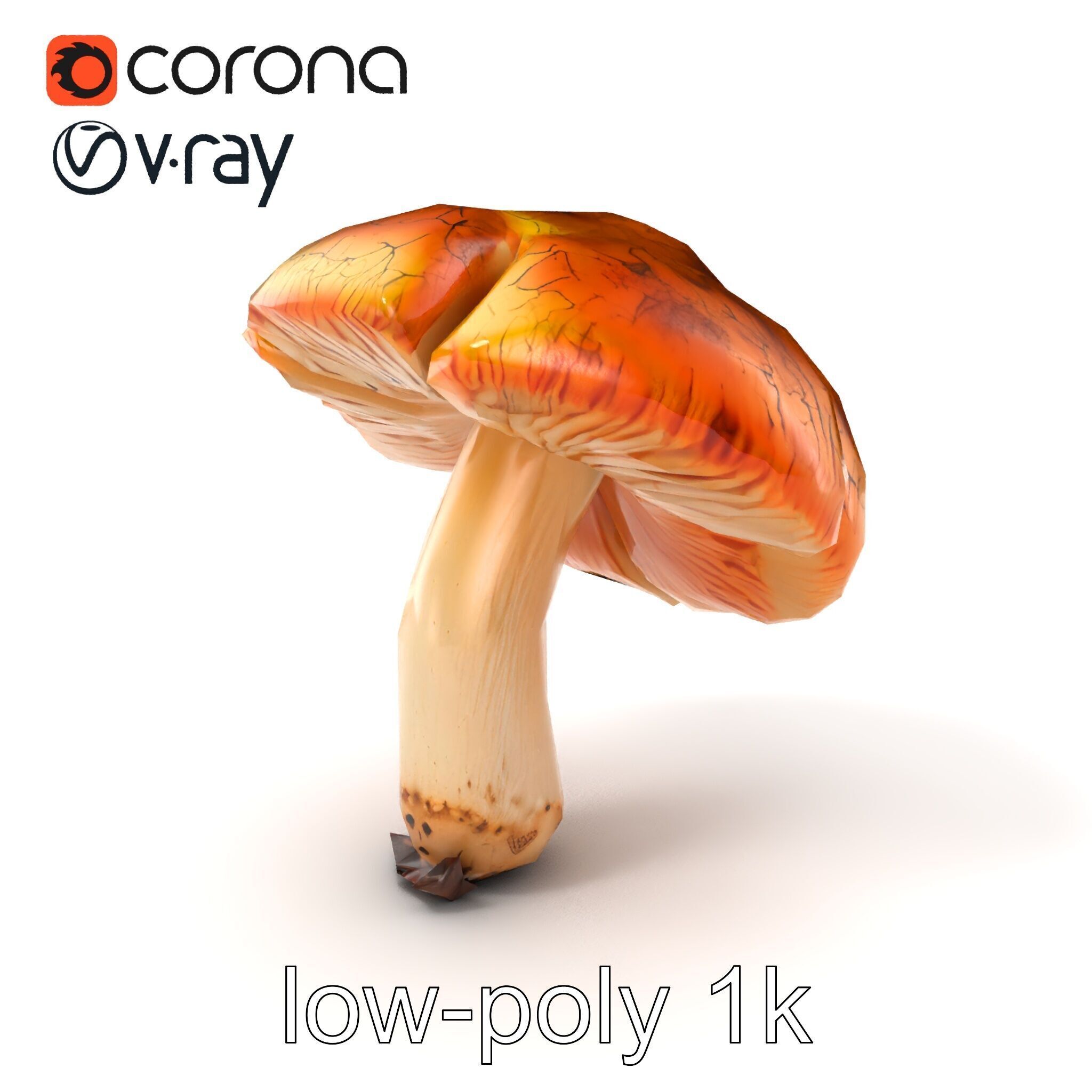 Chanterelle Mushroom Crack Texture Model Pack Low-poly 3D model_5