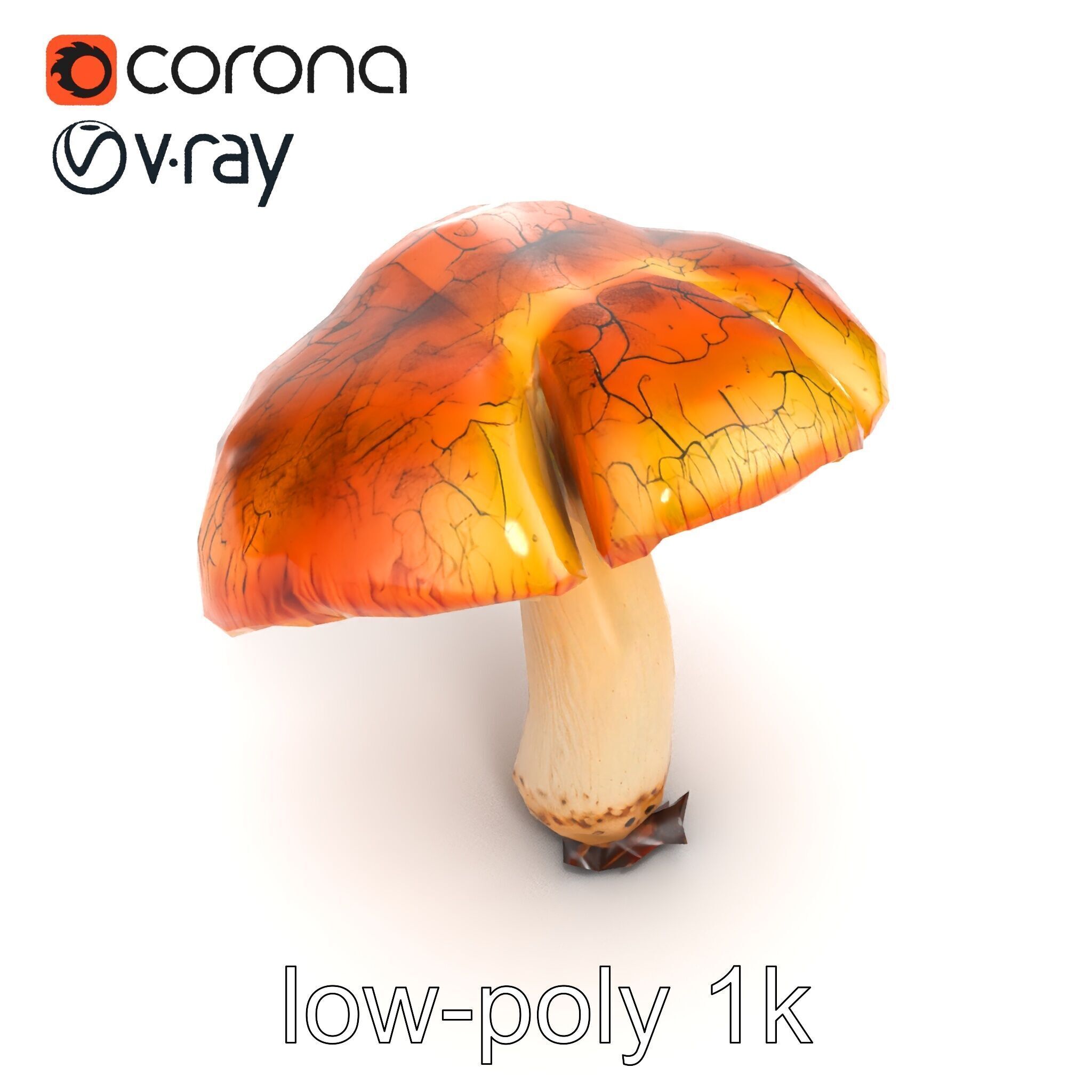 Chanterelle Mushroom Crack Texture Model Pack Low-poly 3D model_22